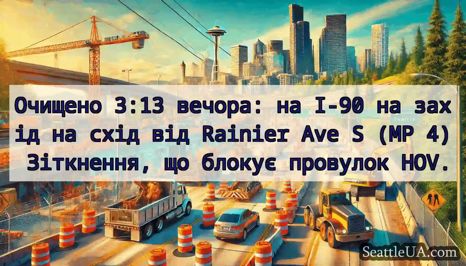 Очищено 3:13 вечора: на I-90 на захід на схід від
