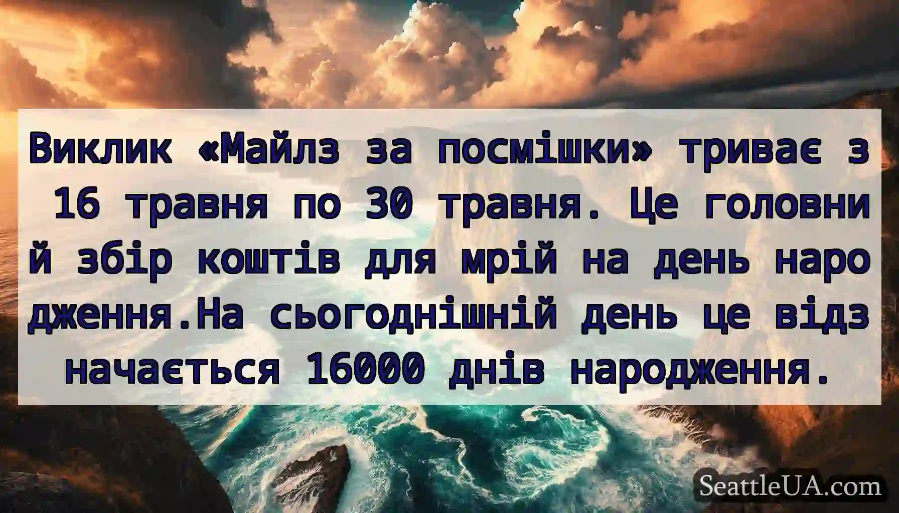Виклик «Майлз за посмішки» триває з 16 травня по
