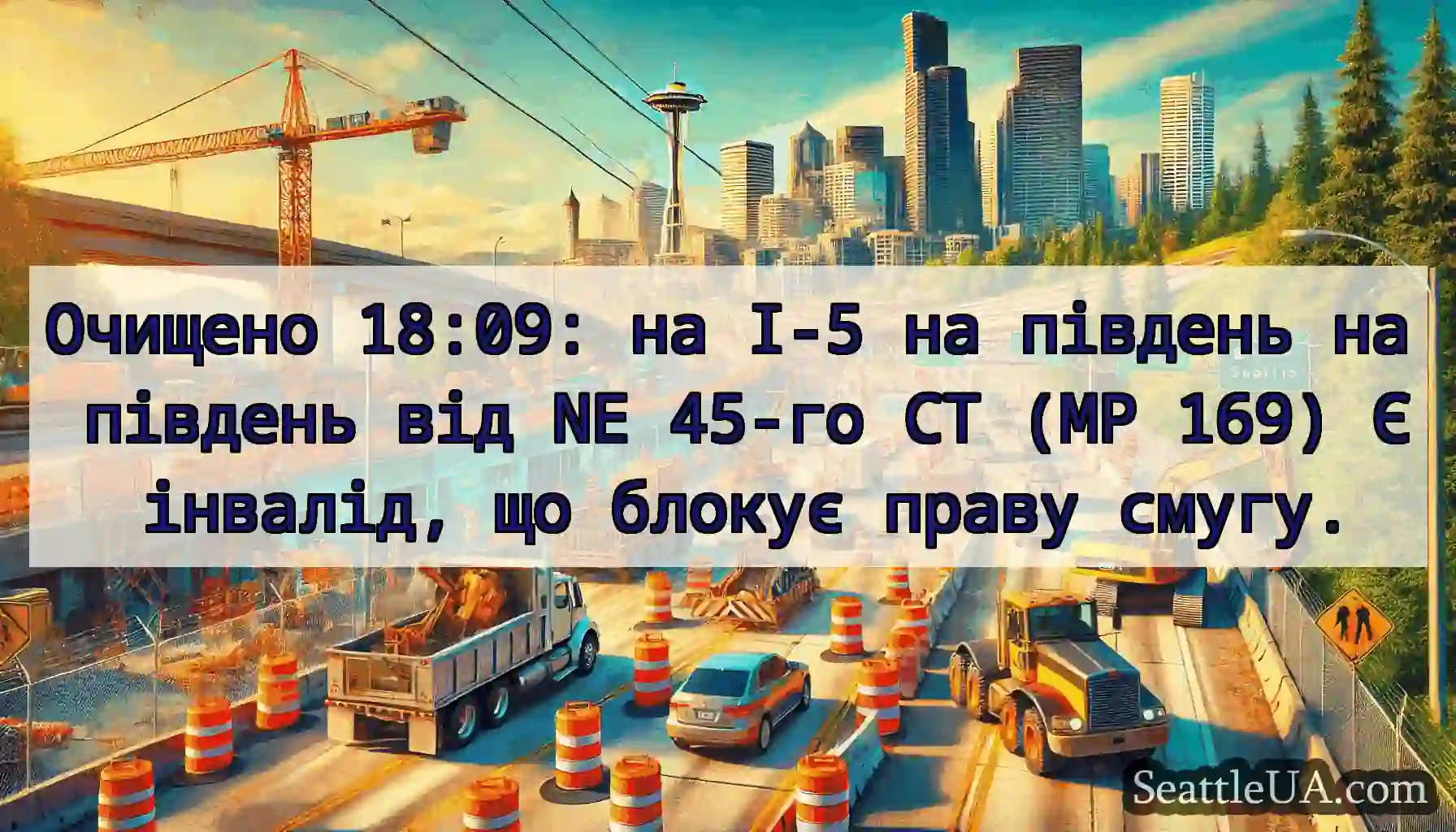 Очищено 18:09: на I-5 на південь на південь від