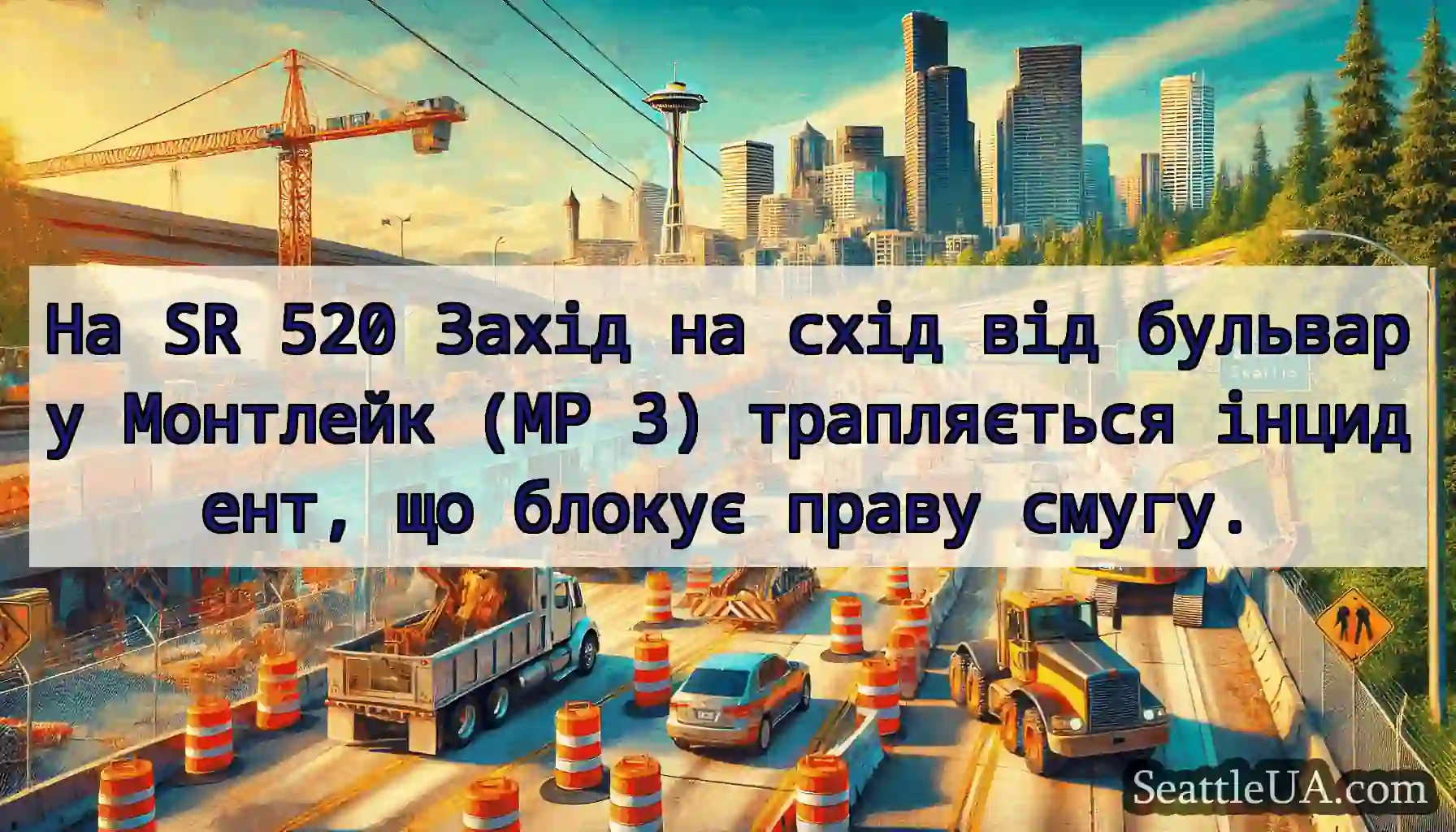 На SR 520 Захід на схід від бульвару Монтлейк (MP