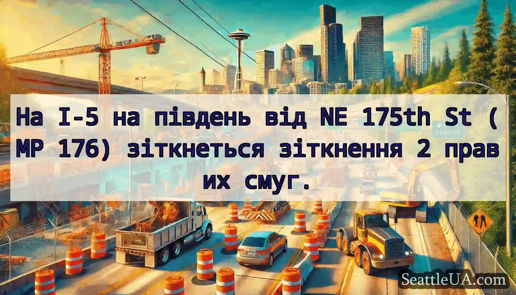 На I-5 на південь від NE 175th St (MP 176)