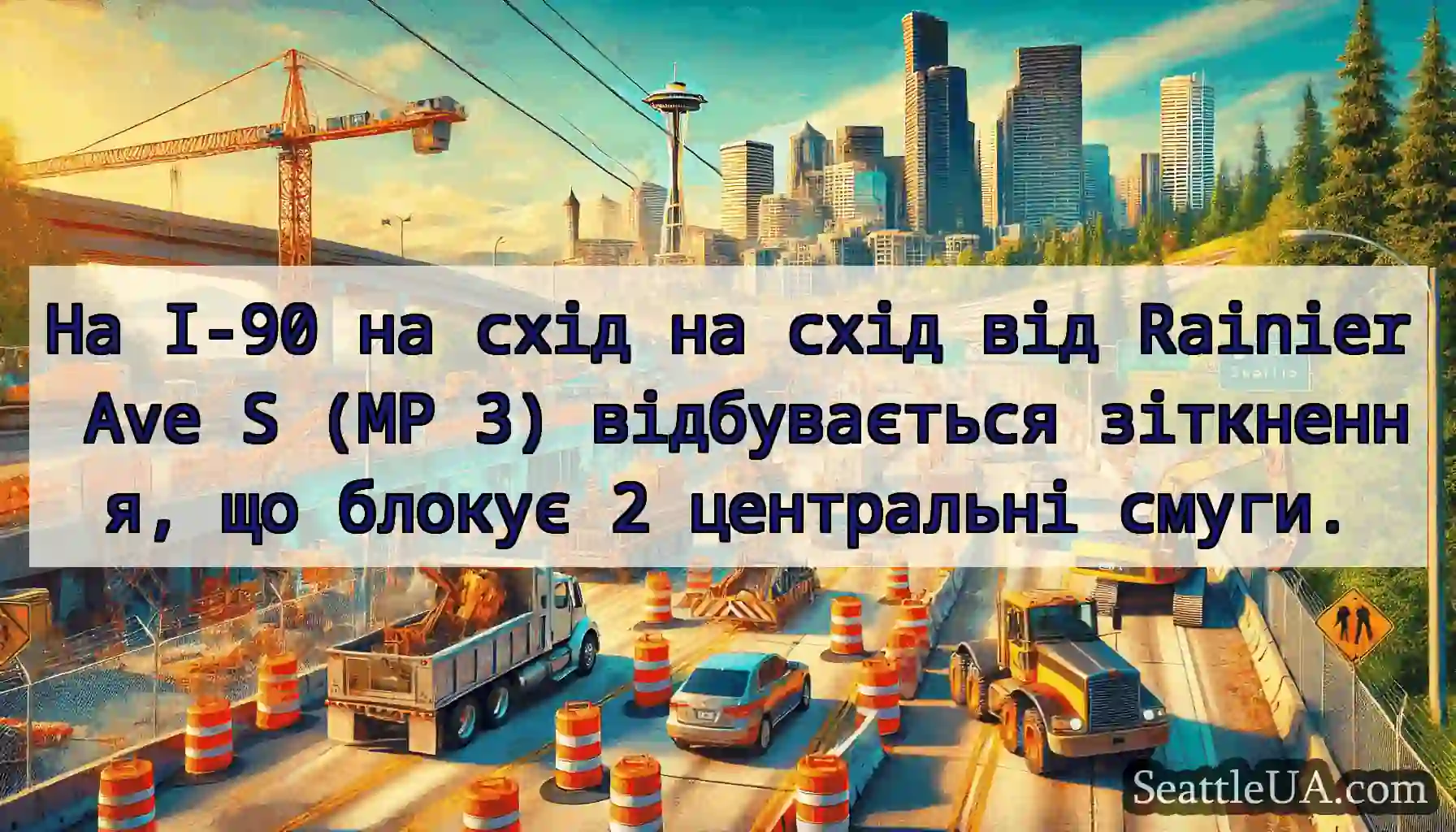На I-90 на схід на схід від Rainier Ave S (MP 3)
