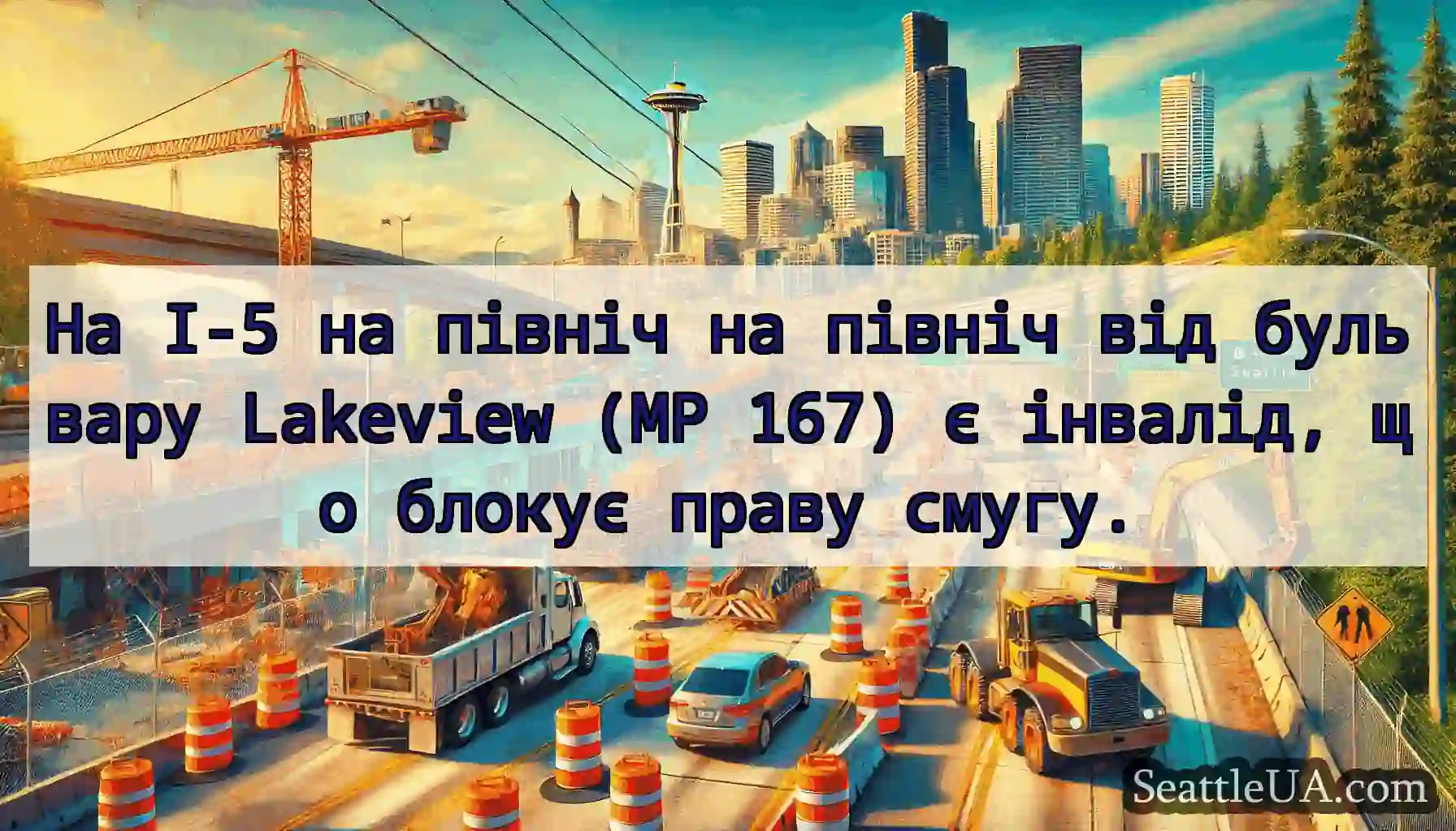 На I-5 на північ на північ від бульвару Lakeview