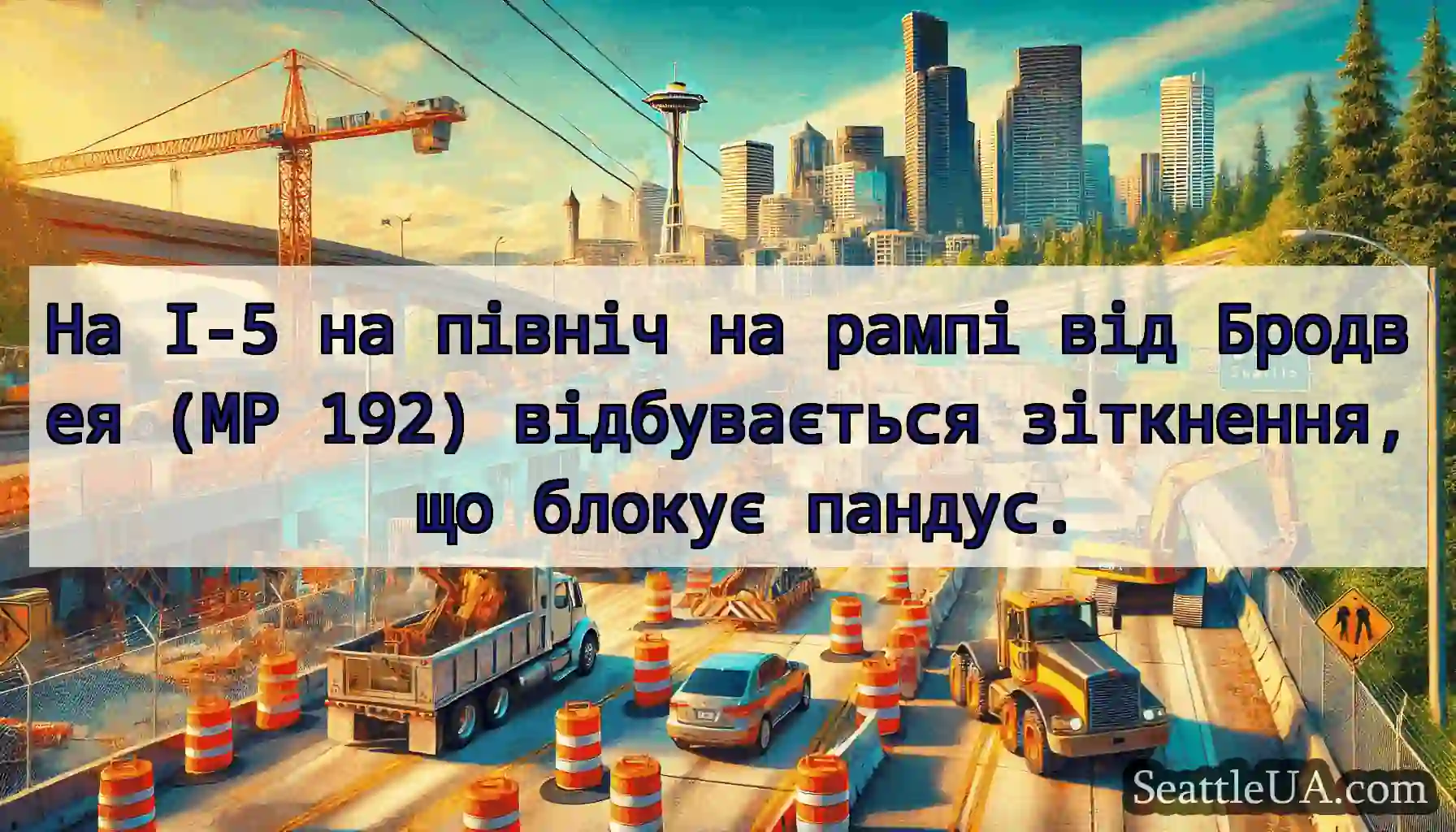 На I-5 на північ на рампі від Бродвея (MP 192)