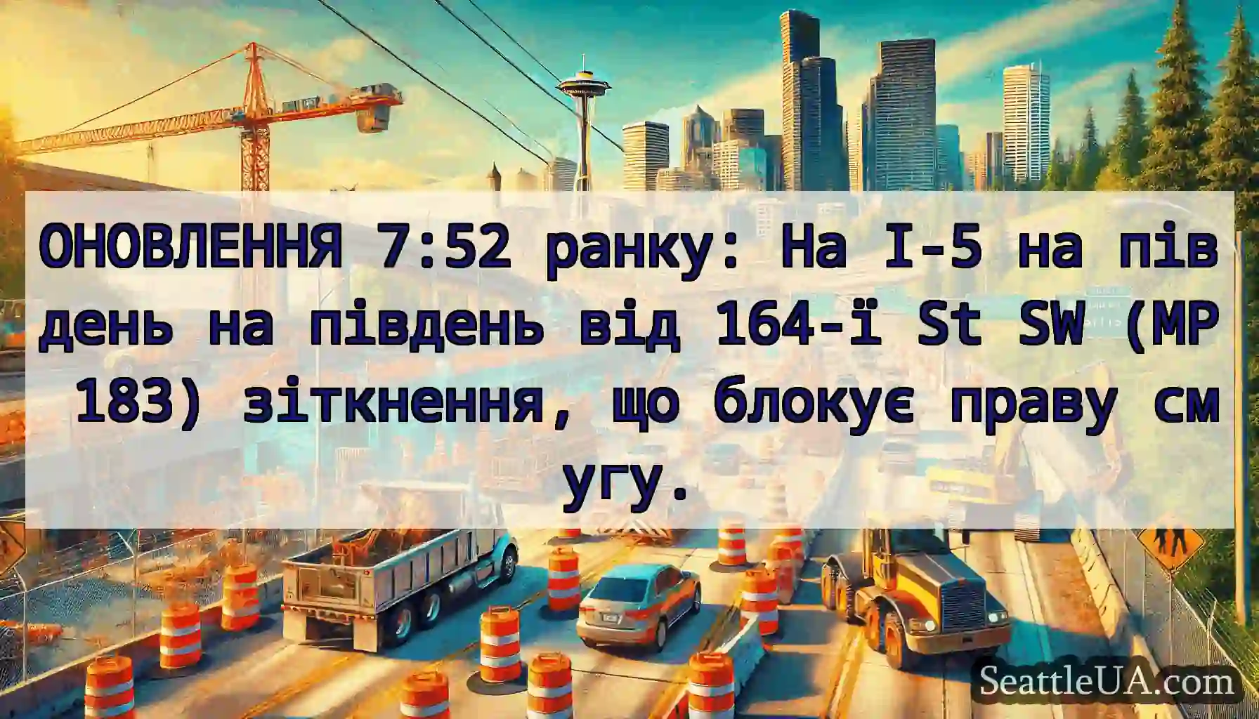 ОНОВЛЕННЯ 7:52 ранку: На I-5 на південь на