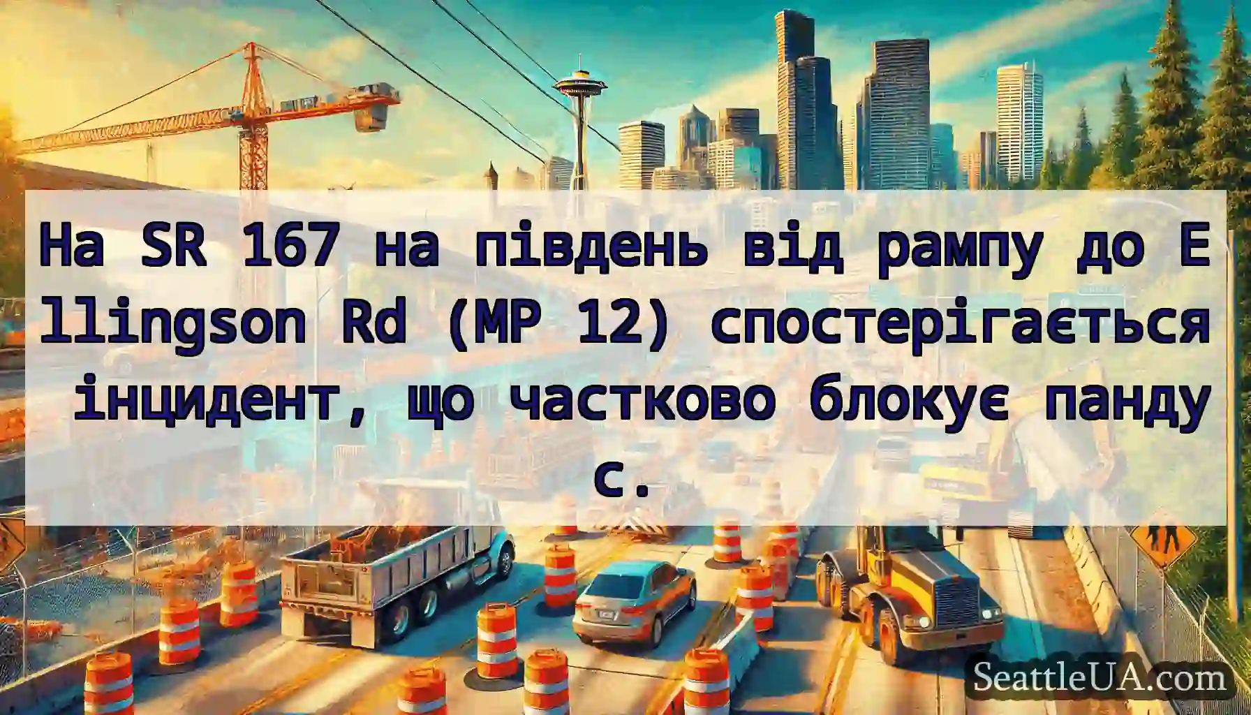 На SR 167 на південь від рампу до Ellingson Rd