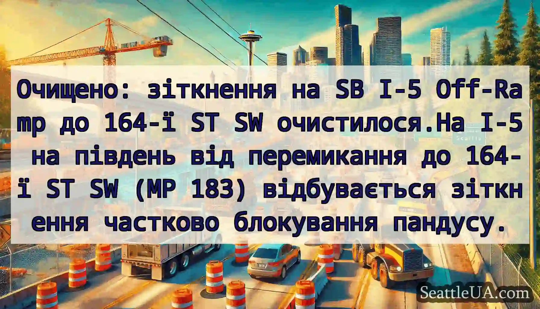 Очищено: зіткнення на SB I-5 Off-Ramp до 164-ї ST