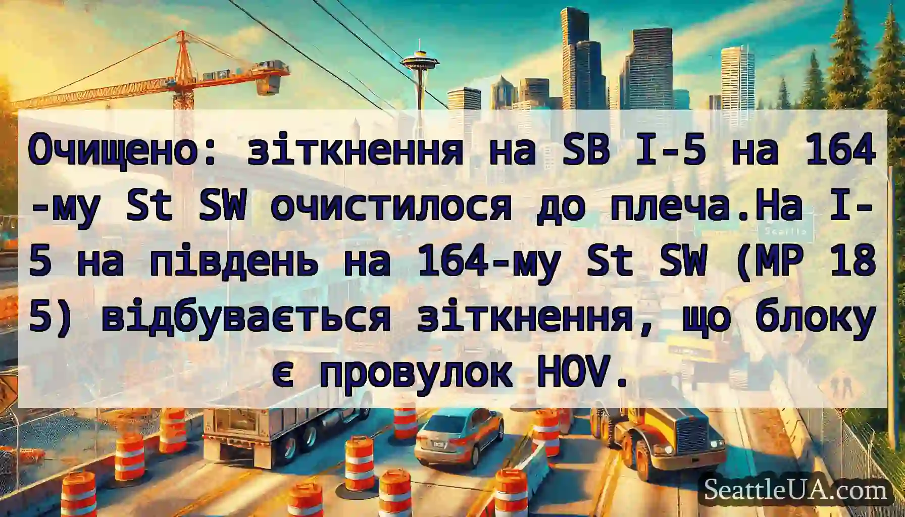 Очищено: зіткнення на SB I-5 на 164-му St SW