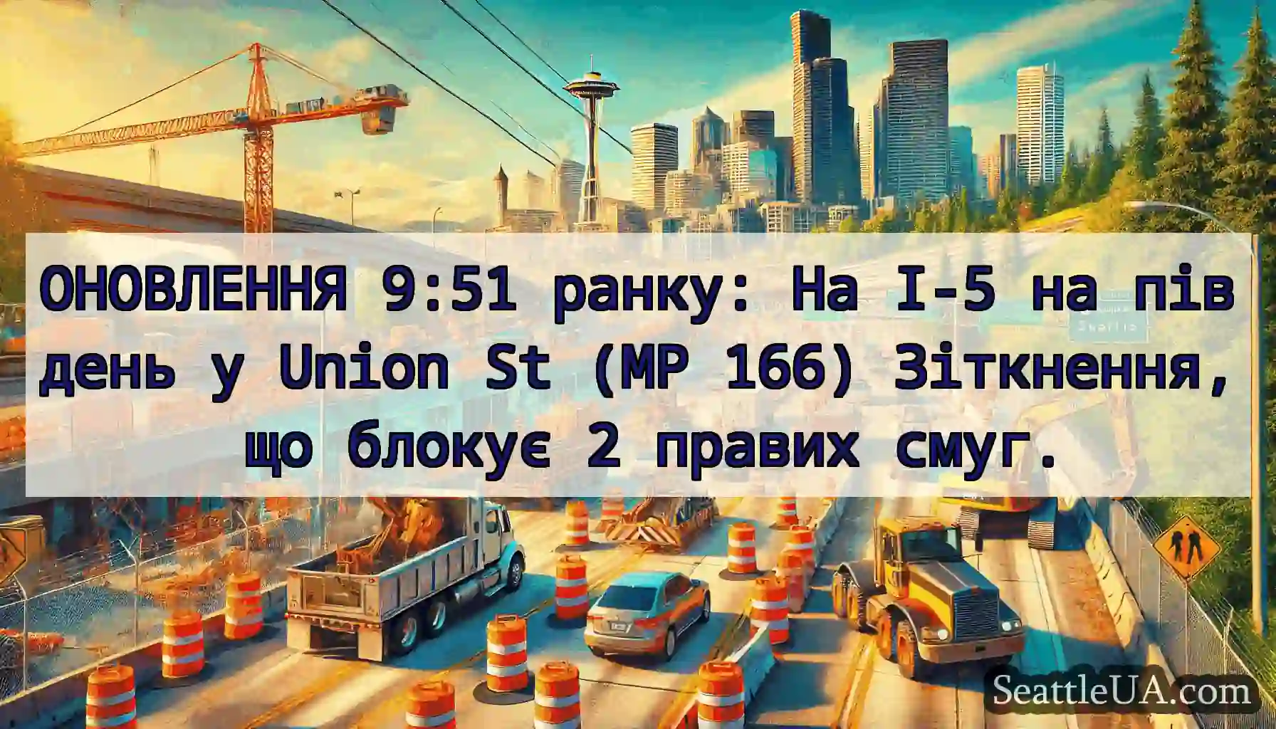 ОНОВЛЕННЯ 9:51 ранку: На I-5 на південь у Union
