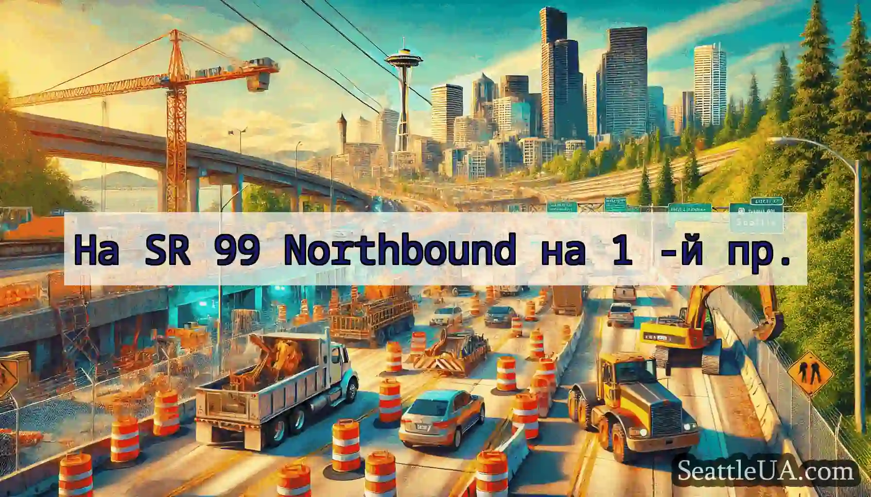 На SR 99 Northbound на 1 -й пр.