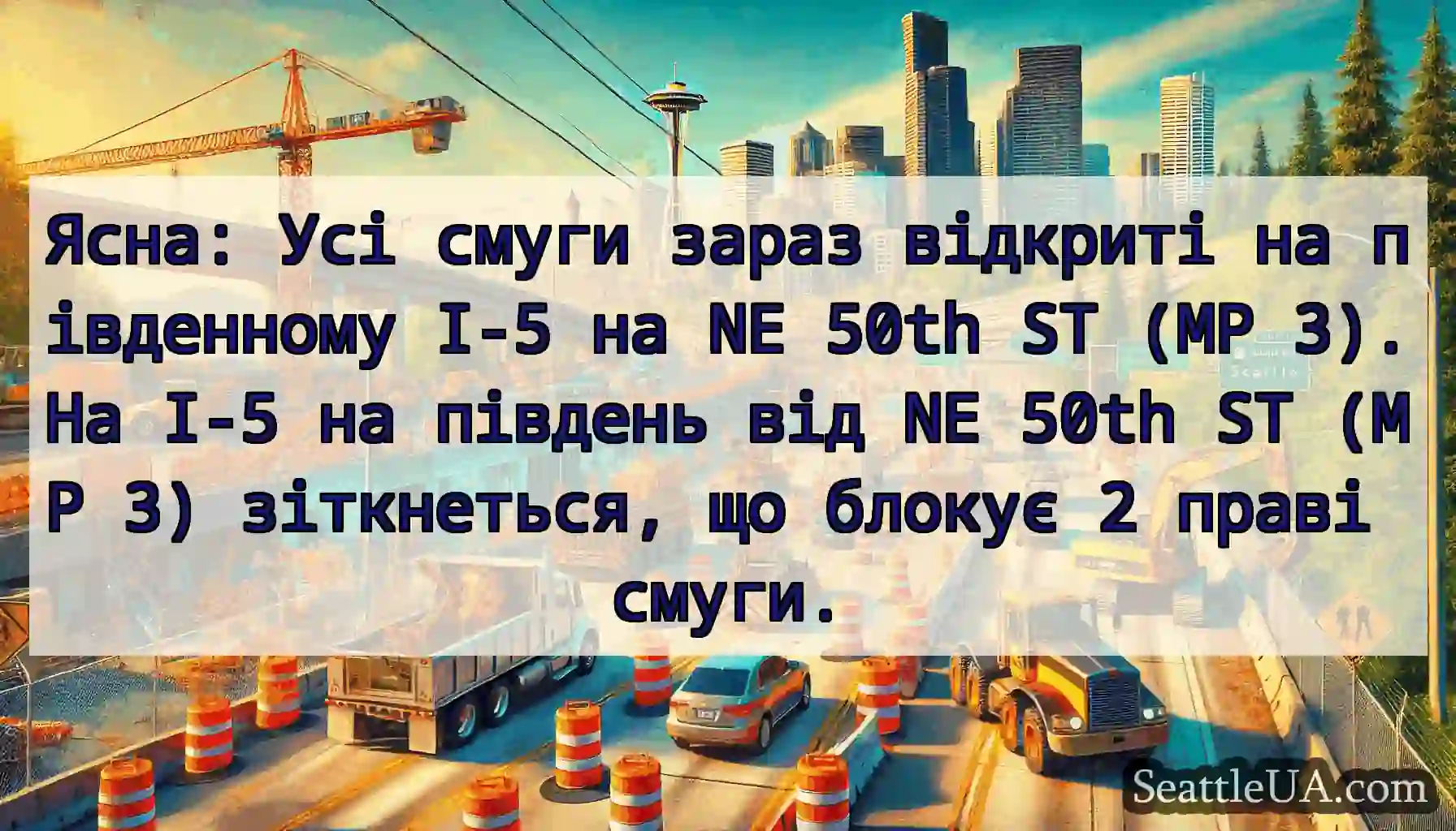 Ясна: Усі смуги зараз відкриті на південному I-5