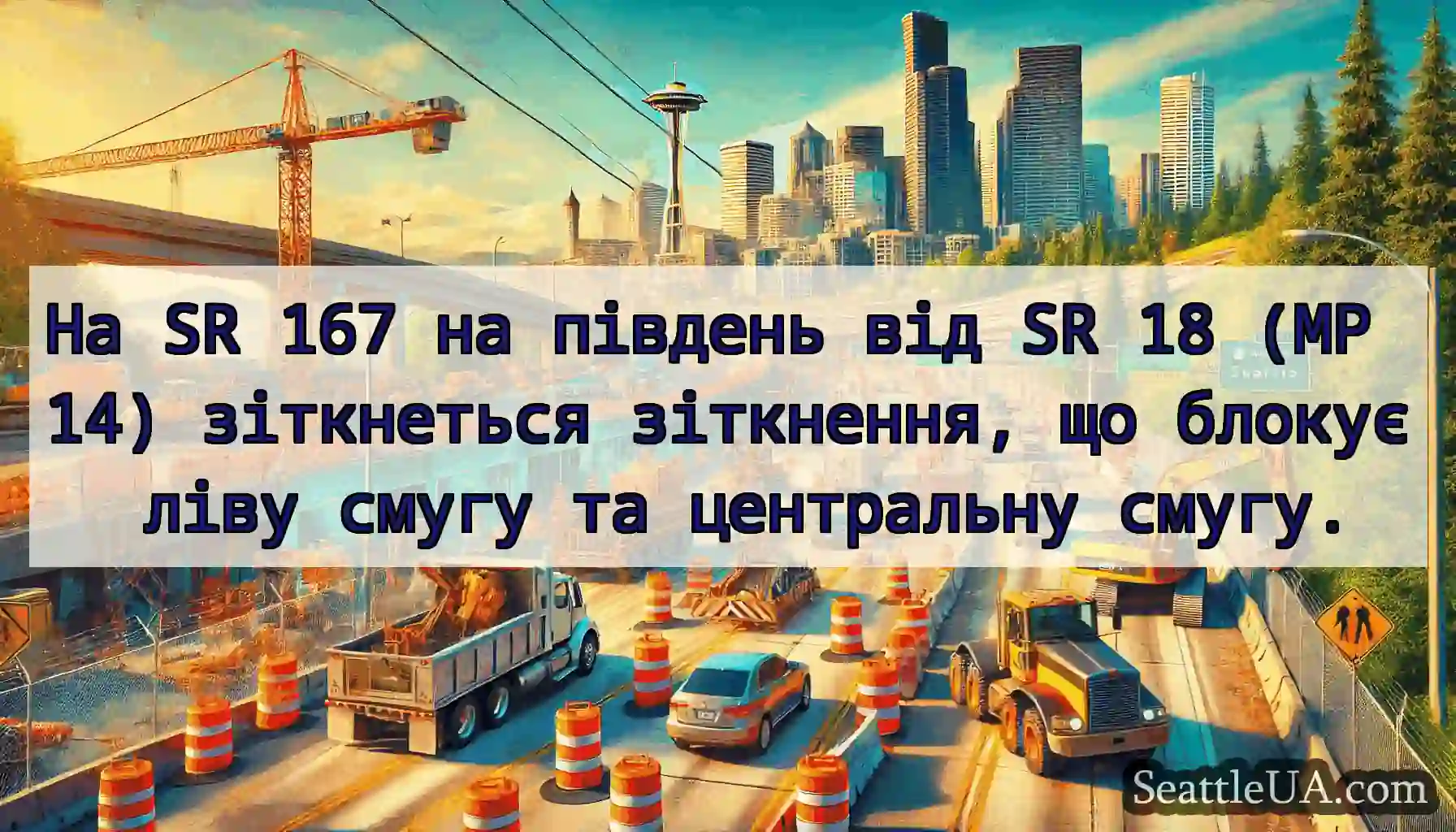 На SR 167 на південь від SR 18 (MP 14) зіткнеться