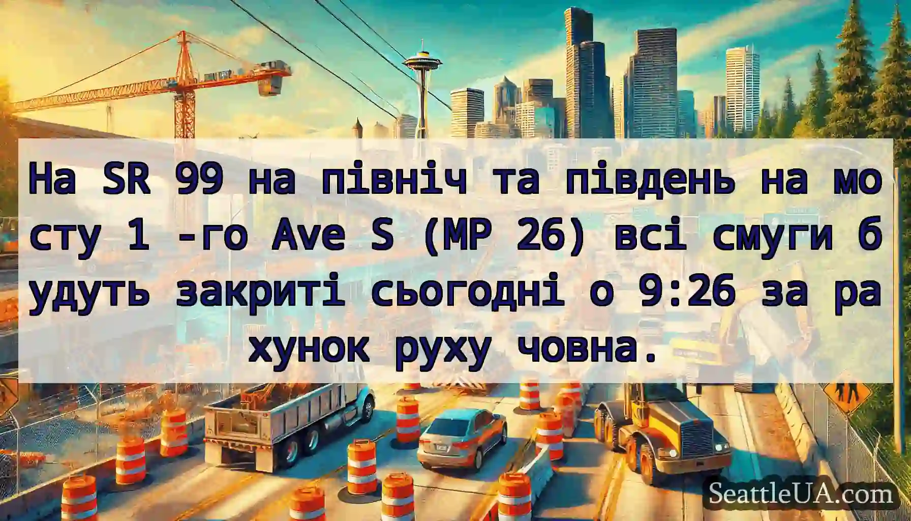 На SR 99 на північ та південь на мосту 1 -го Ave