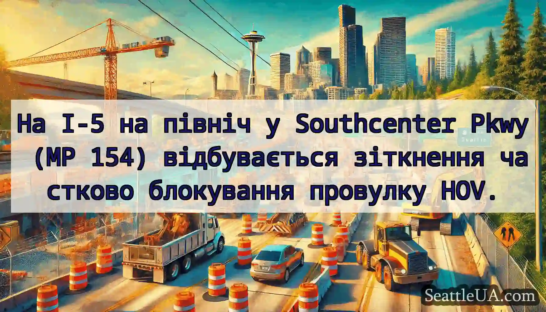 На I-5 на північ у Southcenter Pkwy (MP 154)