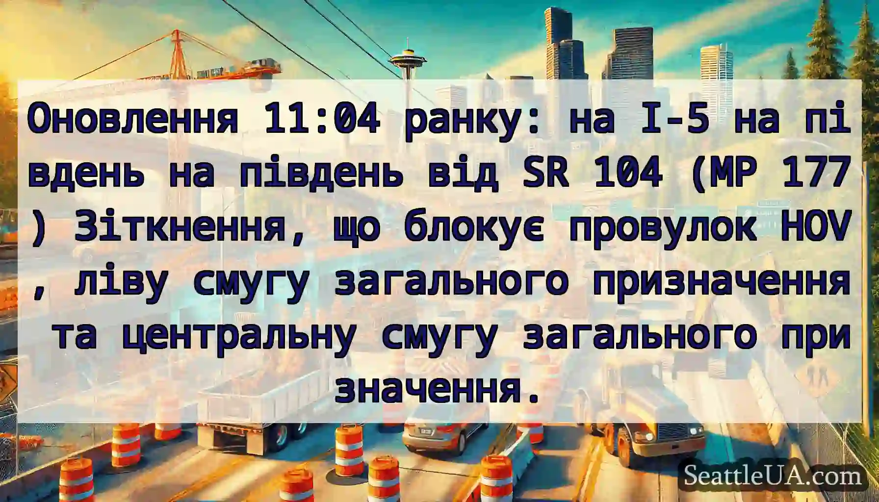 Оновлення 11:04 ранку: на I-5 на південь на