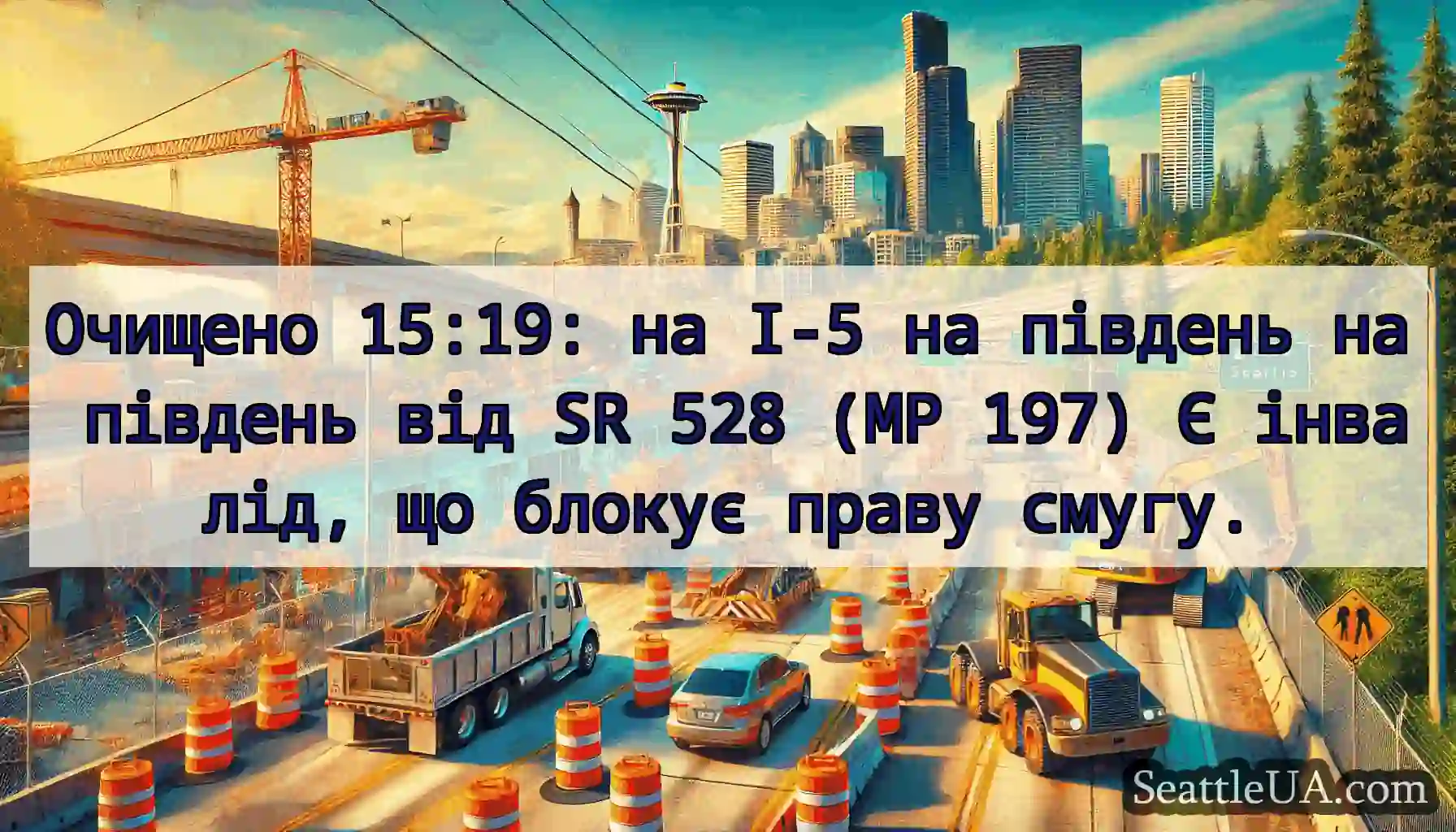 Очищено 15:19: на I-5 на південь на південь від