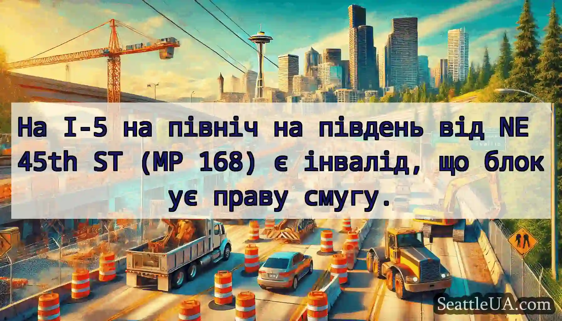 На I-5 на північ на південь від NE 45th ST (MP