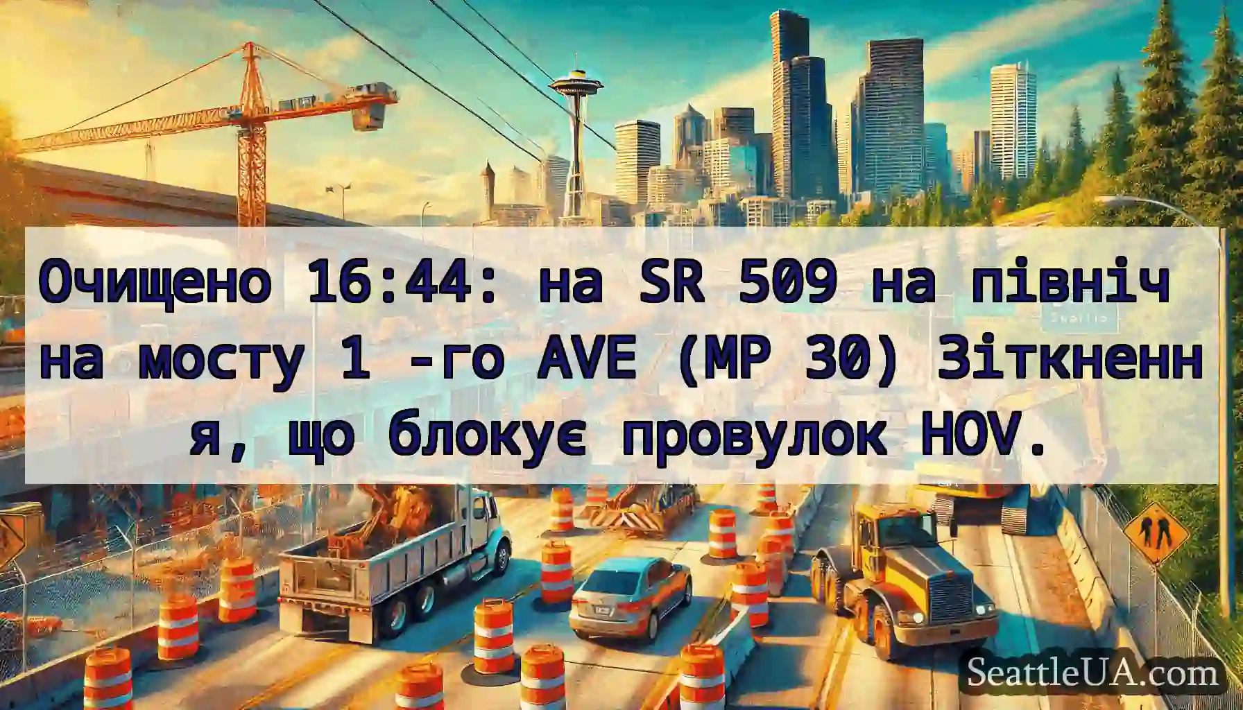 Очищено 16:44: на SR 509 на північ на мосту 1 -го