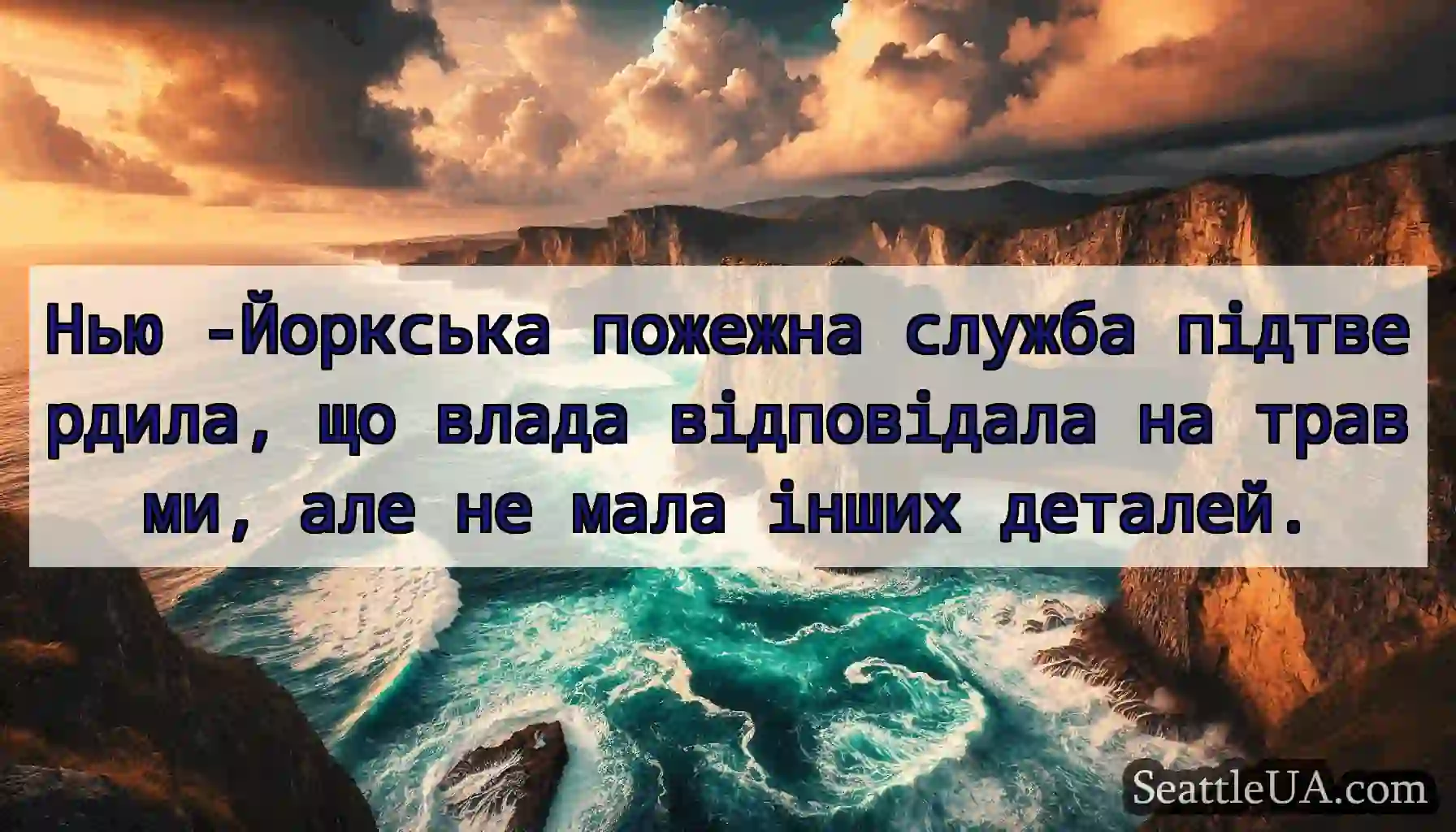 Нью -Йоркська пожежна служба підтвердила, що