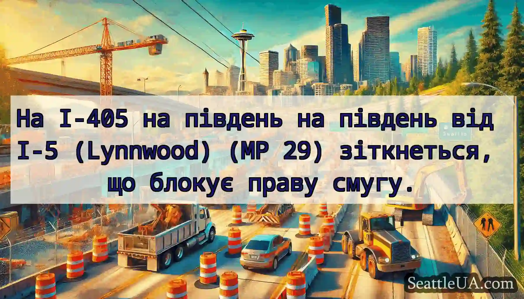 На I-405 на південь на південь від I-5 (Lynnwood)