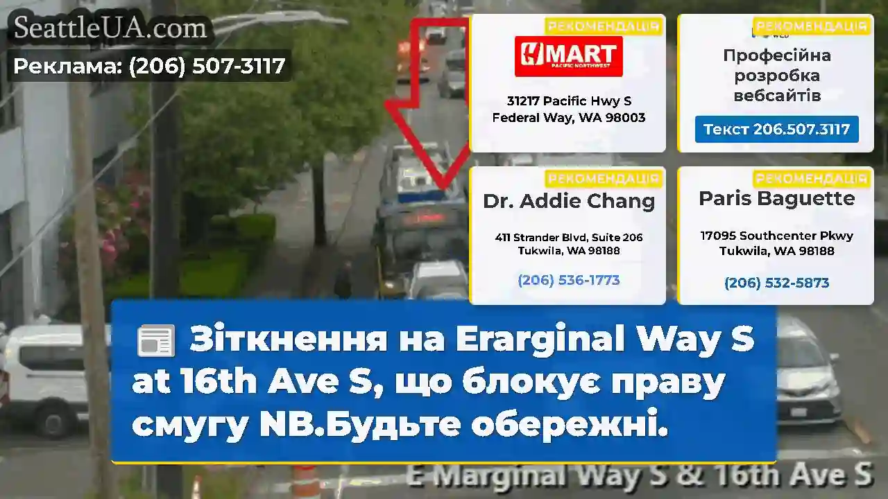 Зіткнення на Erarginal Way S at 16th Ave S, що