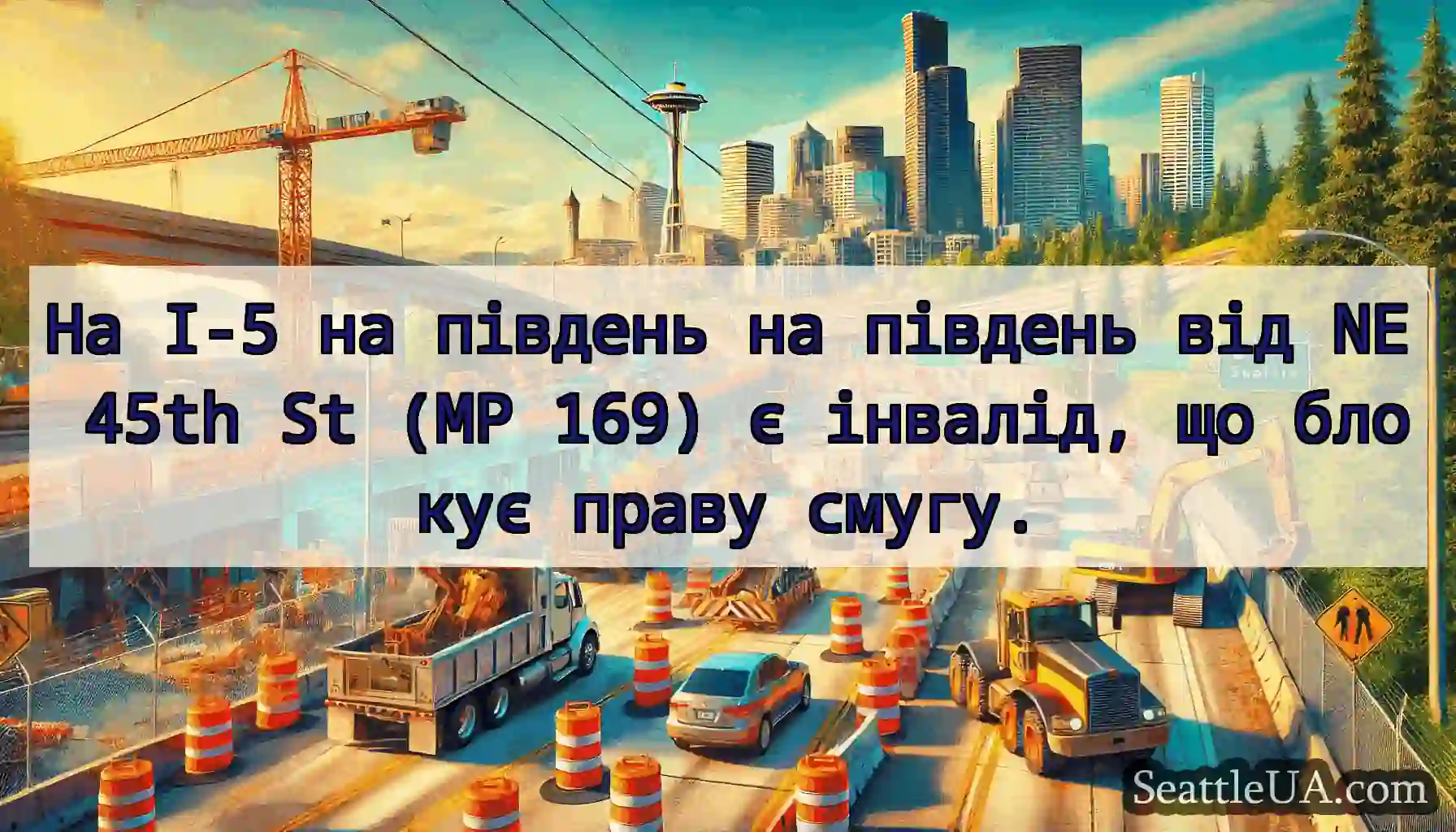 На I-5 на південь на південь від NE 45th St (MP