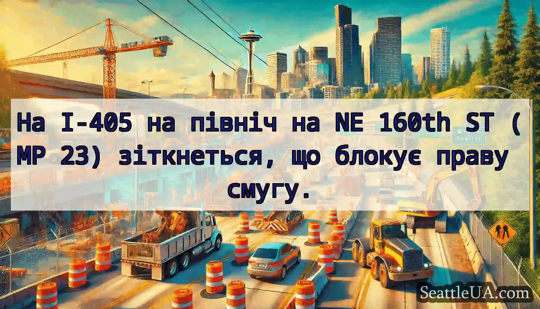 На I-405 на північ на NE 160th ST (MP 23)