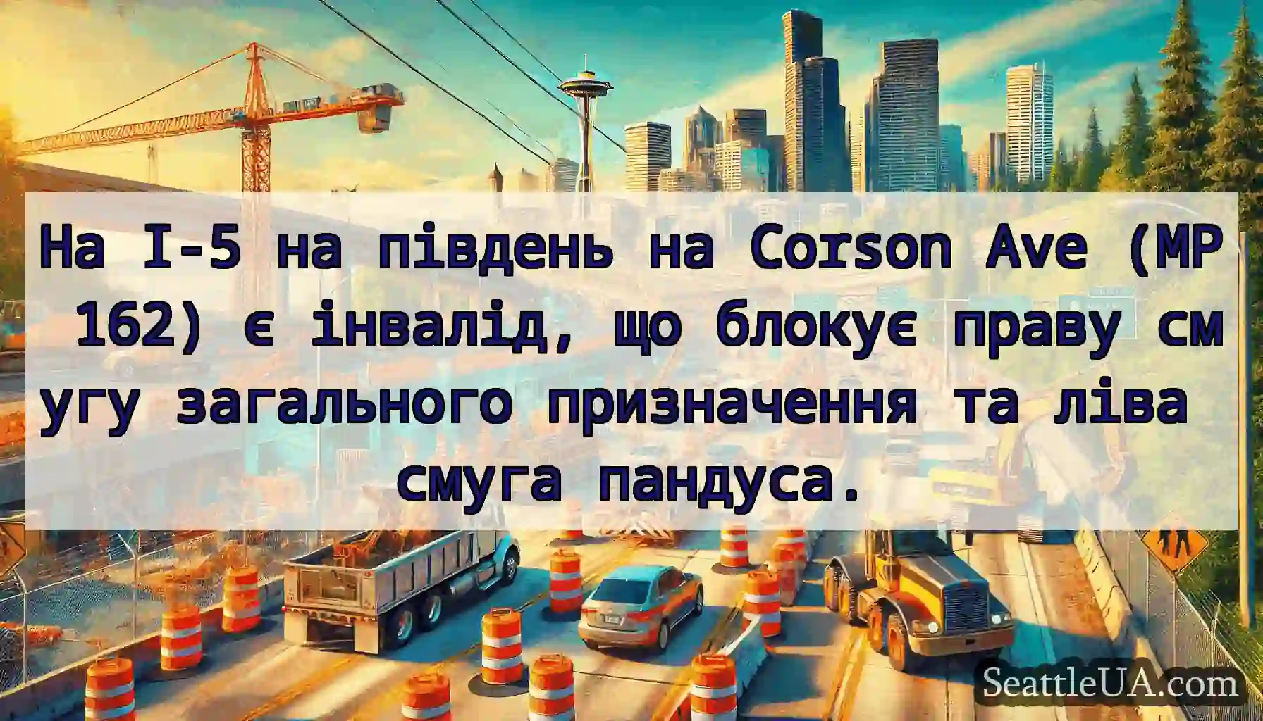 На I-5 на південь на Corson Ave (MP 162) є
