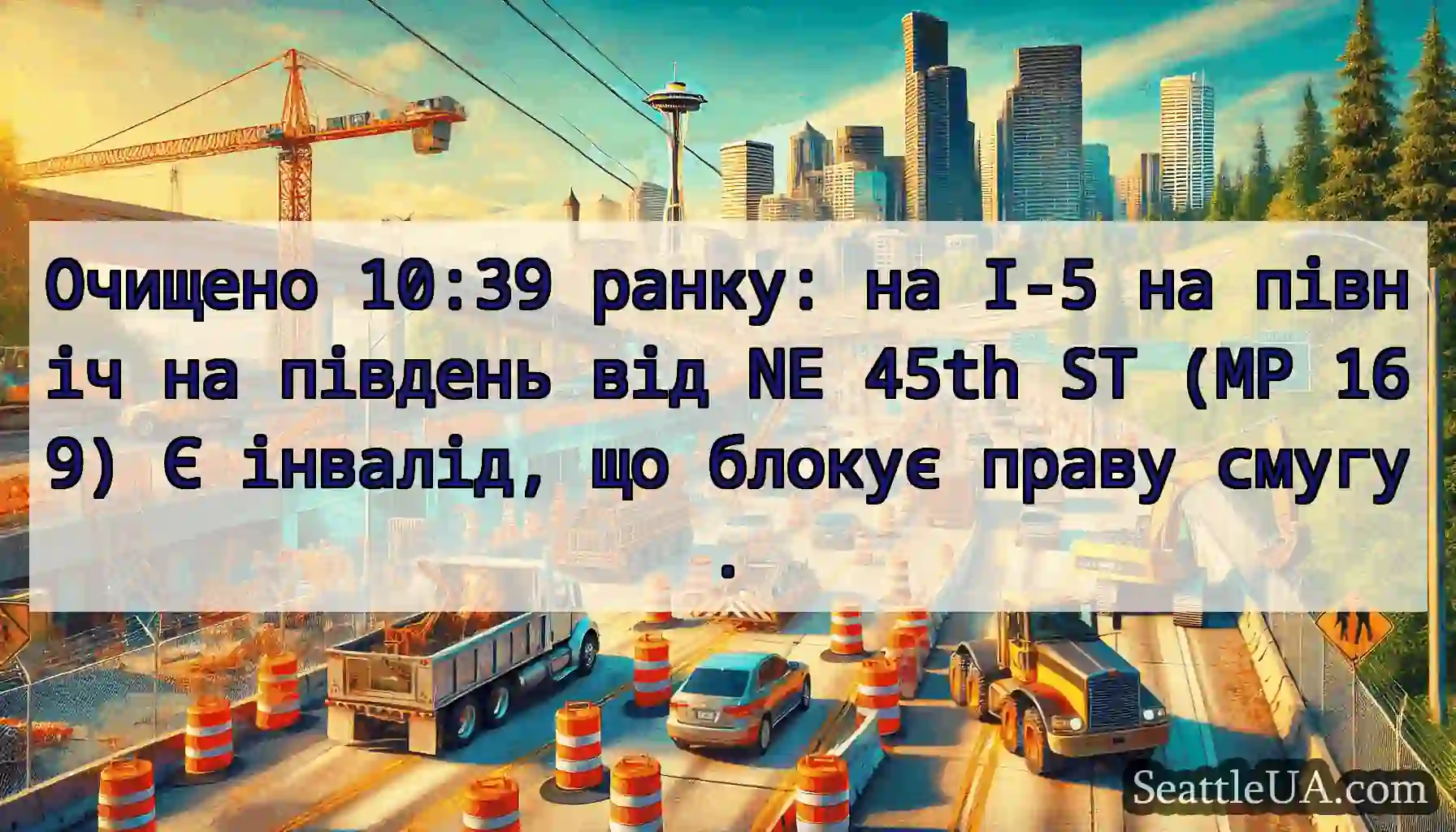 Очищено 10:39 ранку: на I-5 на північ на південь