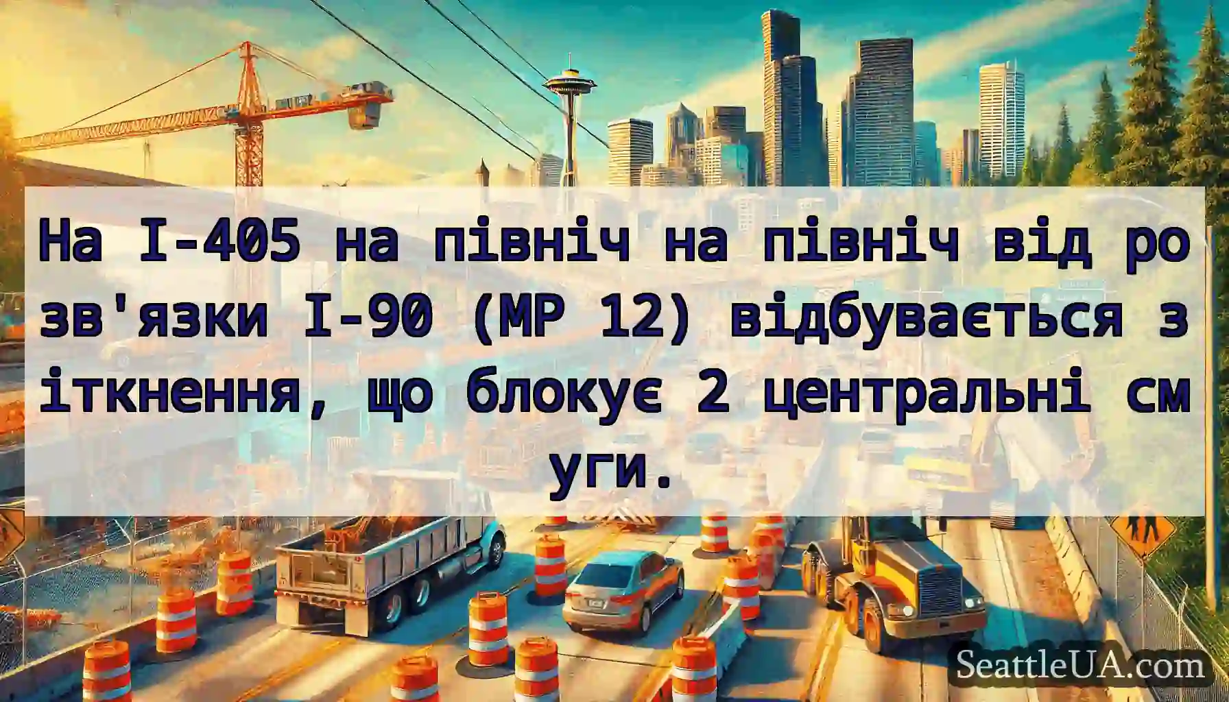 На I-405 на північ на північ від розв'язки I-90