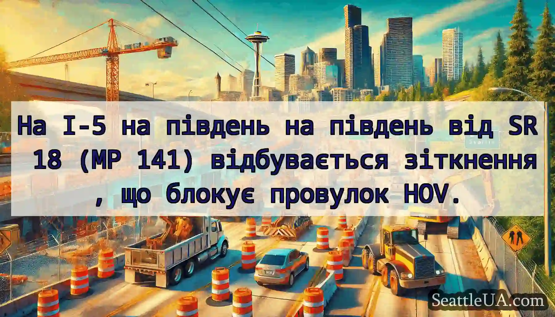 На I-5 на південь на південь від SR 18 (MP 141)