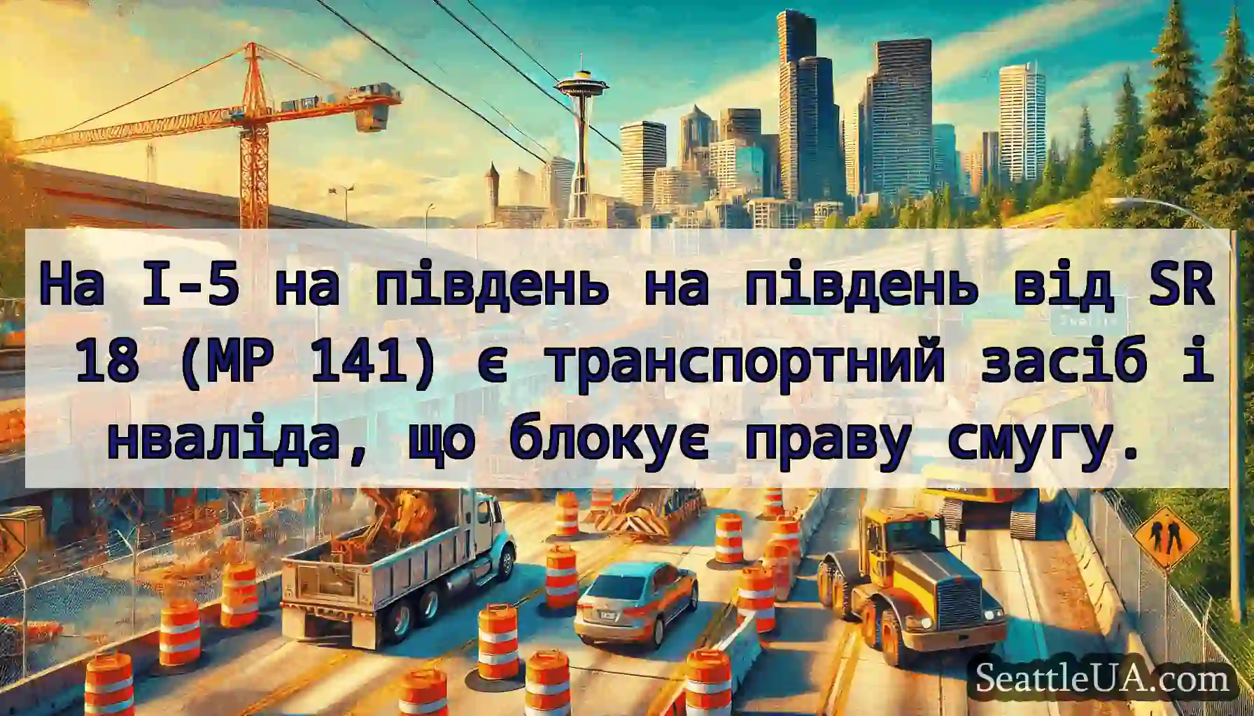 На I-5 на південь на південь від SR 18 (MP 141) є