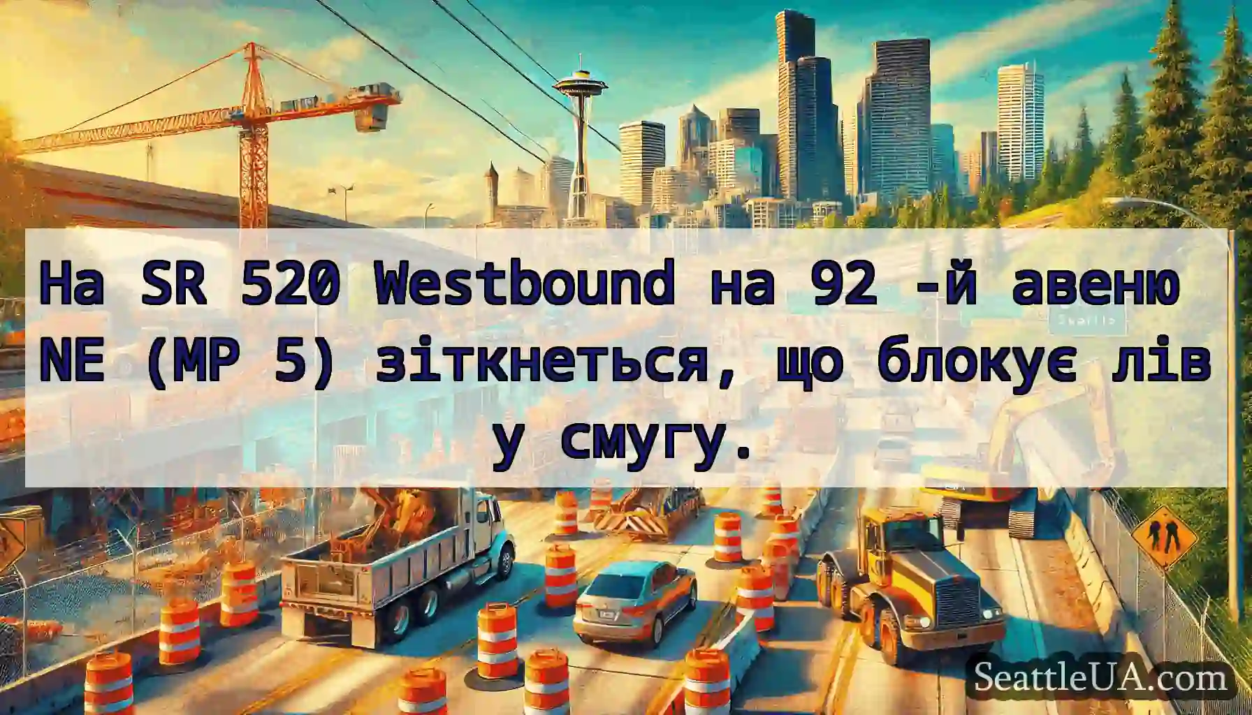 На SR 520 Westbound на 92 -й авеню NE (MP 5)