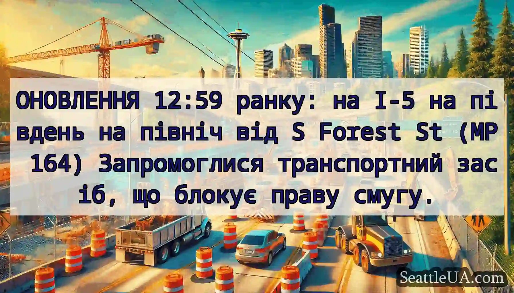 ОНОВЛЕННЯ 12:59 ранку: на I-5 на південь на