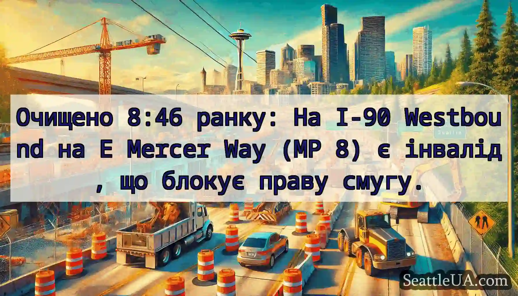 Очищено 8:46 ранку: На I-90 Westbound на E Mercer