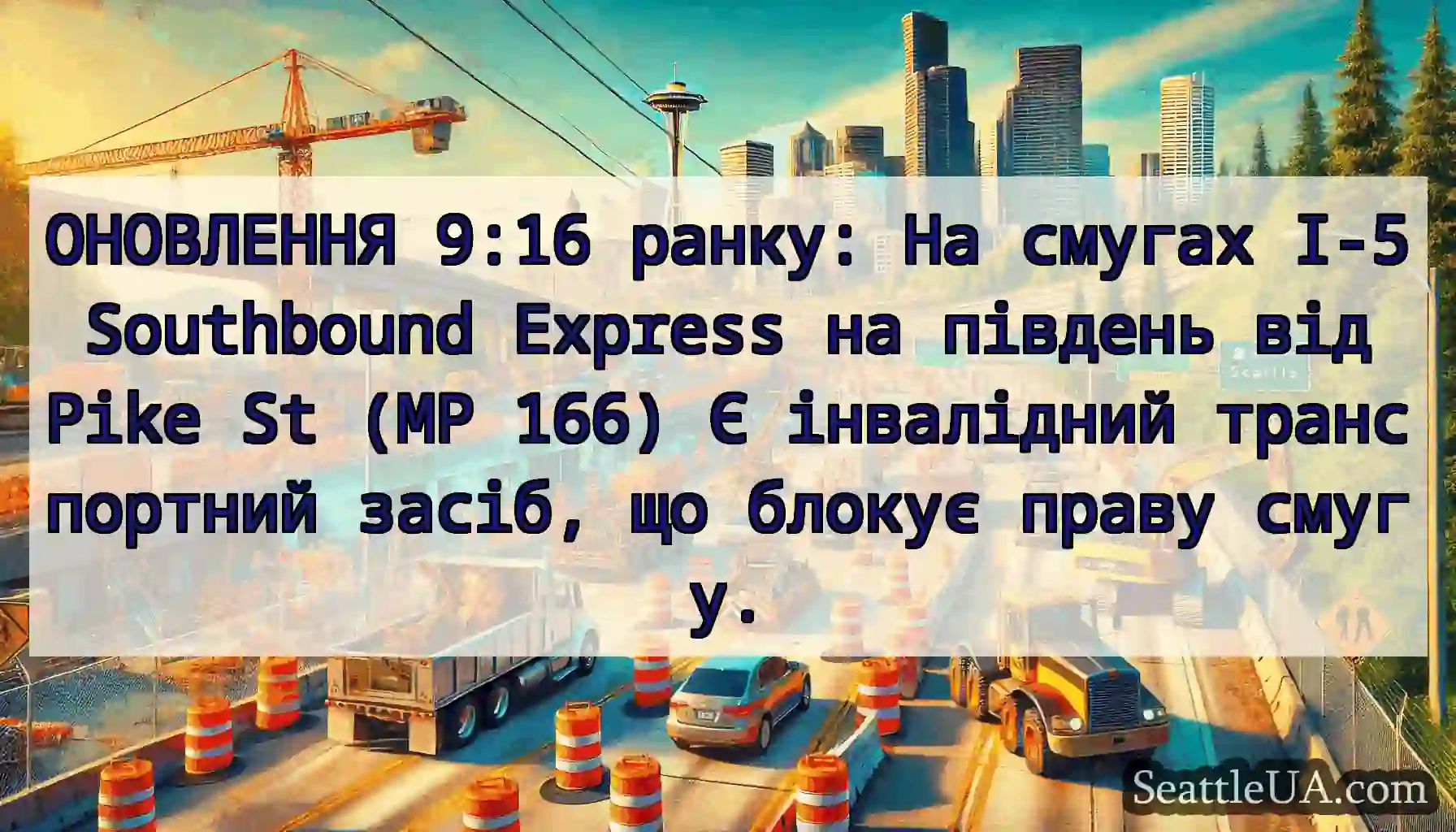ОНОВЛЕННЯ 9:16 ранку: На смугах I-5 Southbound