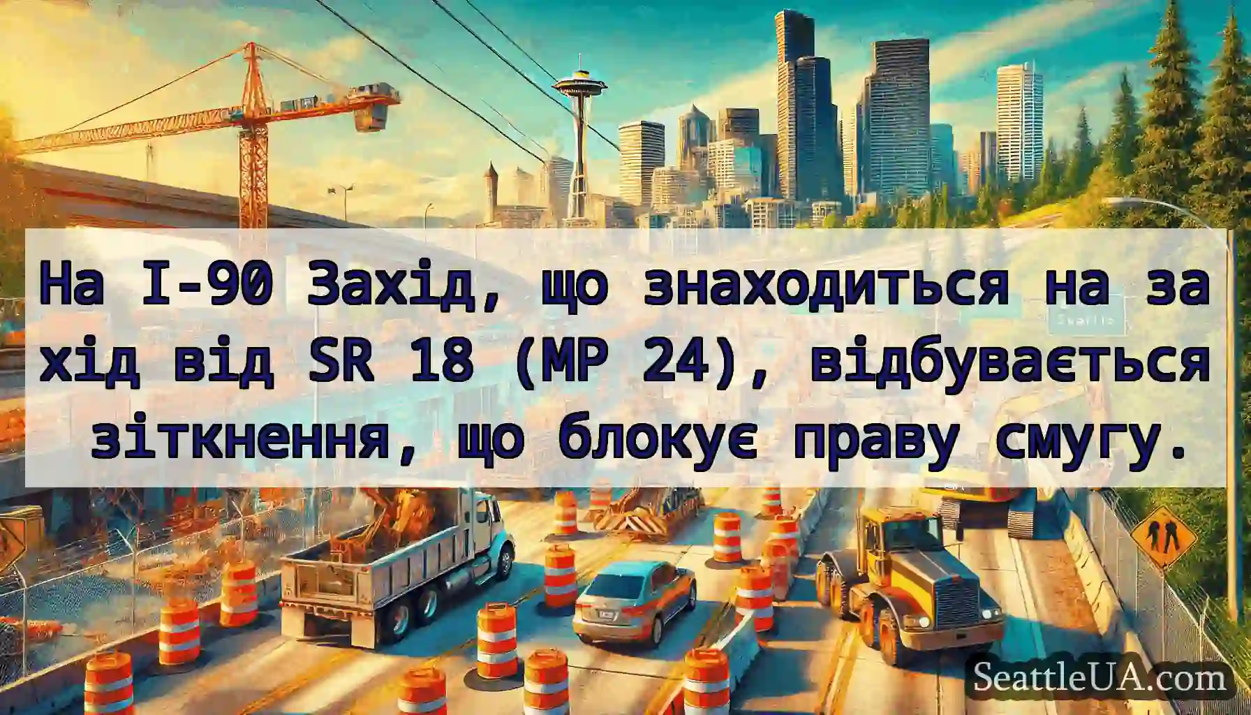 На I-90 Захід, що знаходиться на захід від SR 18