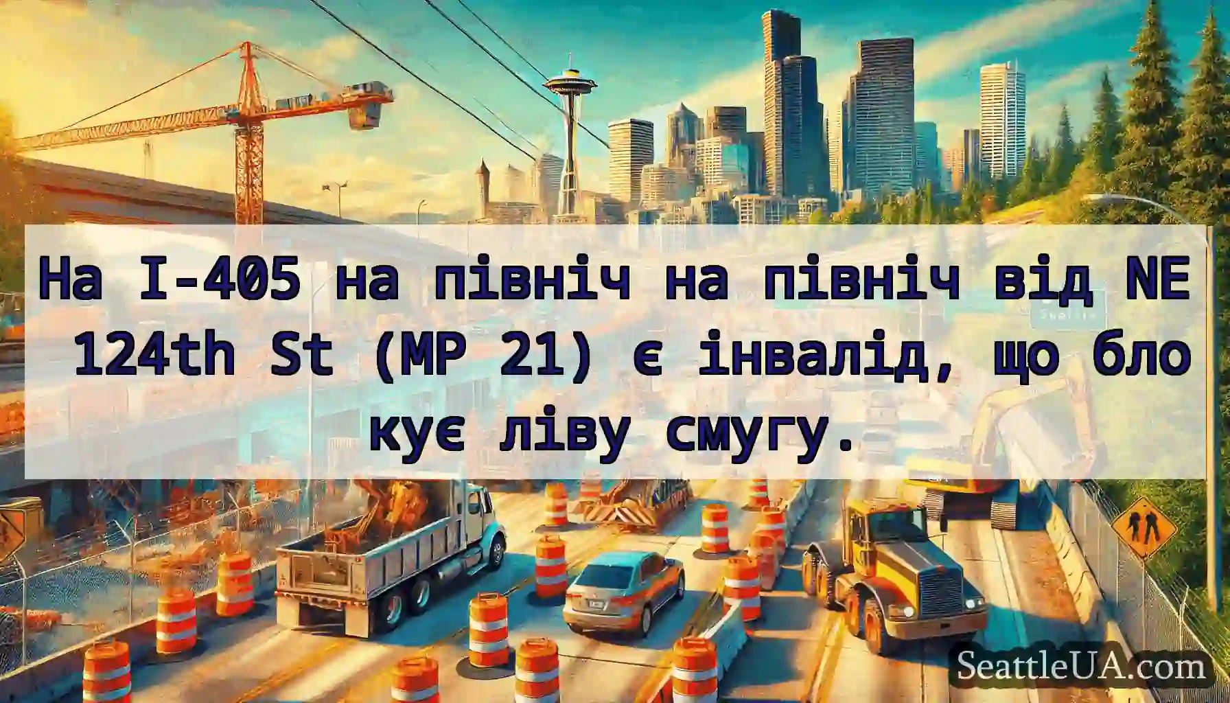 На I-405 на північ на північ від NE 124th St (MP
