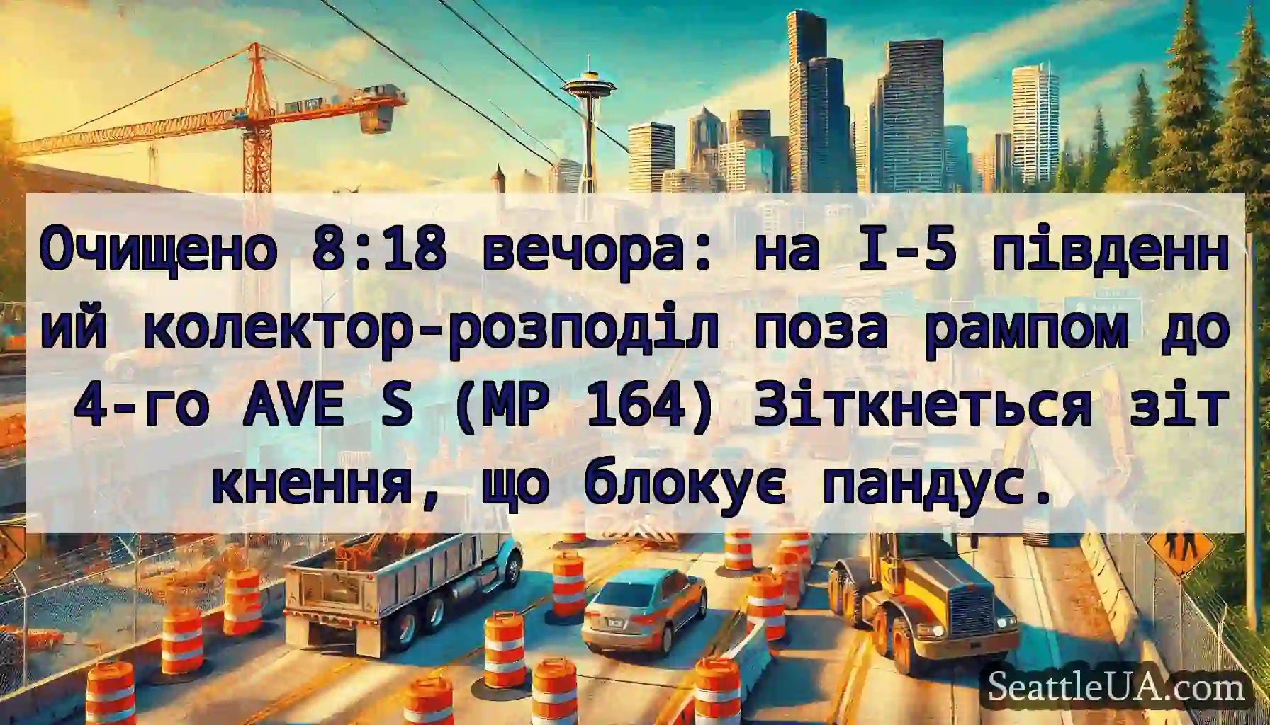 Очищено 8:18 вечора: на I-5 південний