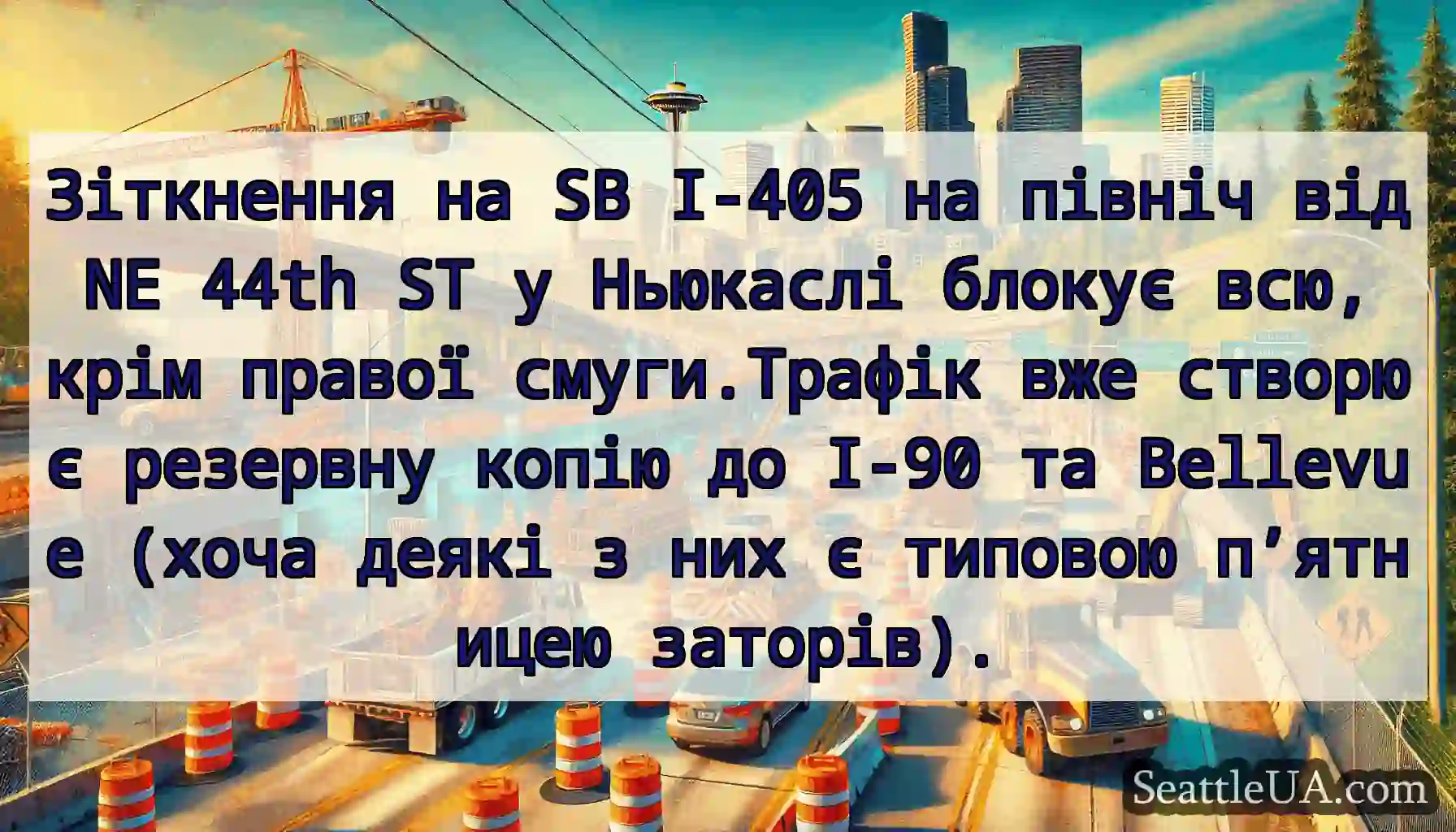 Зіткнення на SB I-405 на північ від NE 44th ST у