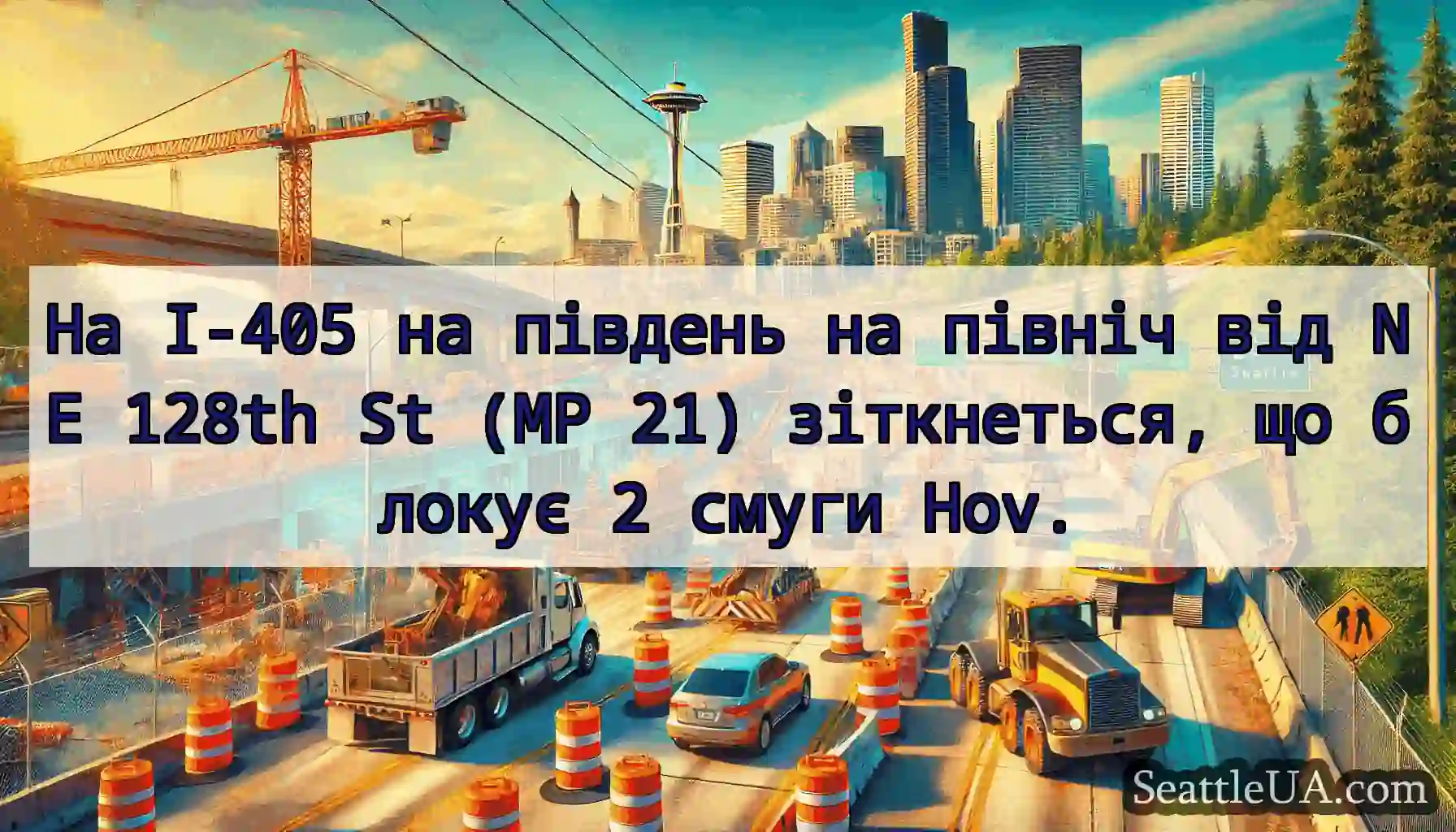 На I-405 на південь на північ від NE 128th St (MP