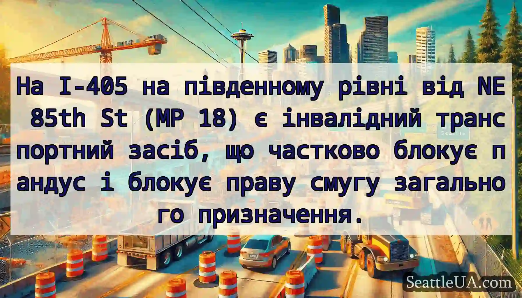 На I-405 на південному рівні від NE 85th St (MP