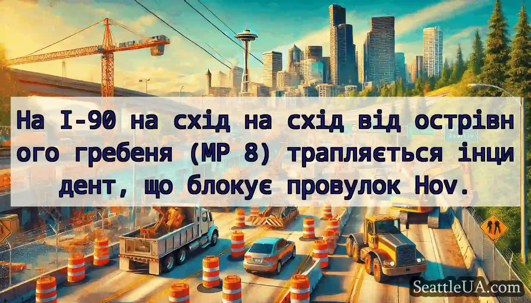 На I-90 на схід на схід від острівного гребеня