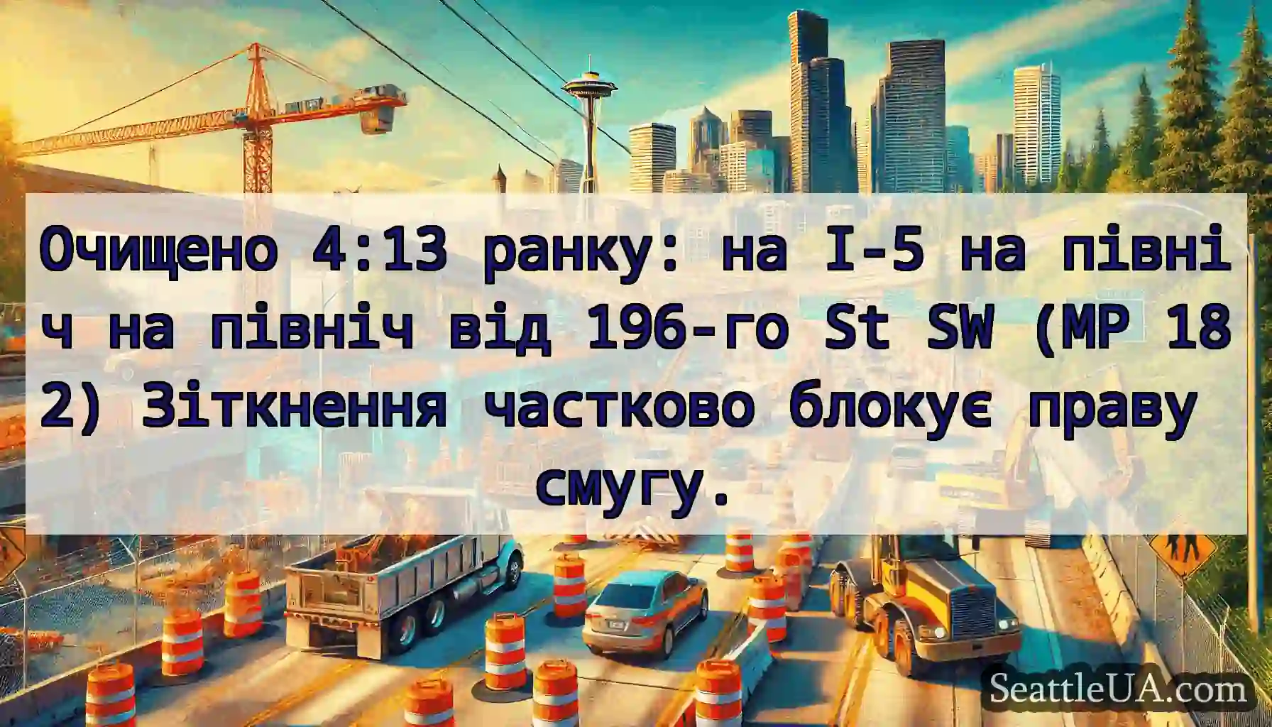 Очищено 4:13 ранку: на I-5 на північ на північ