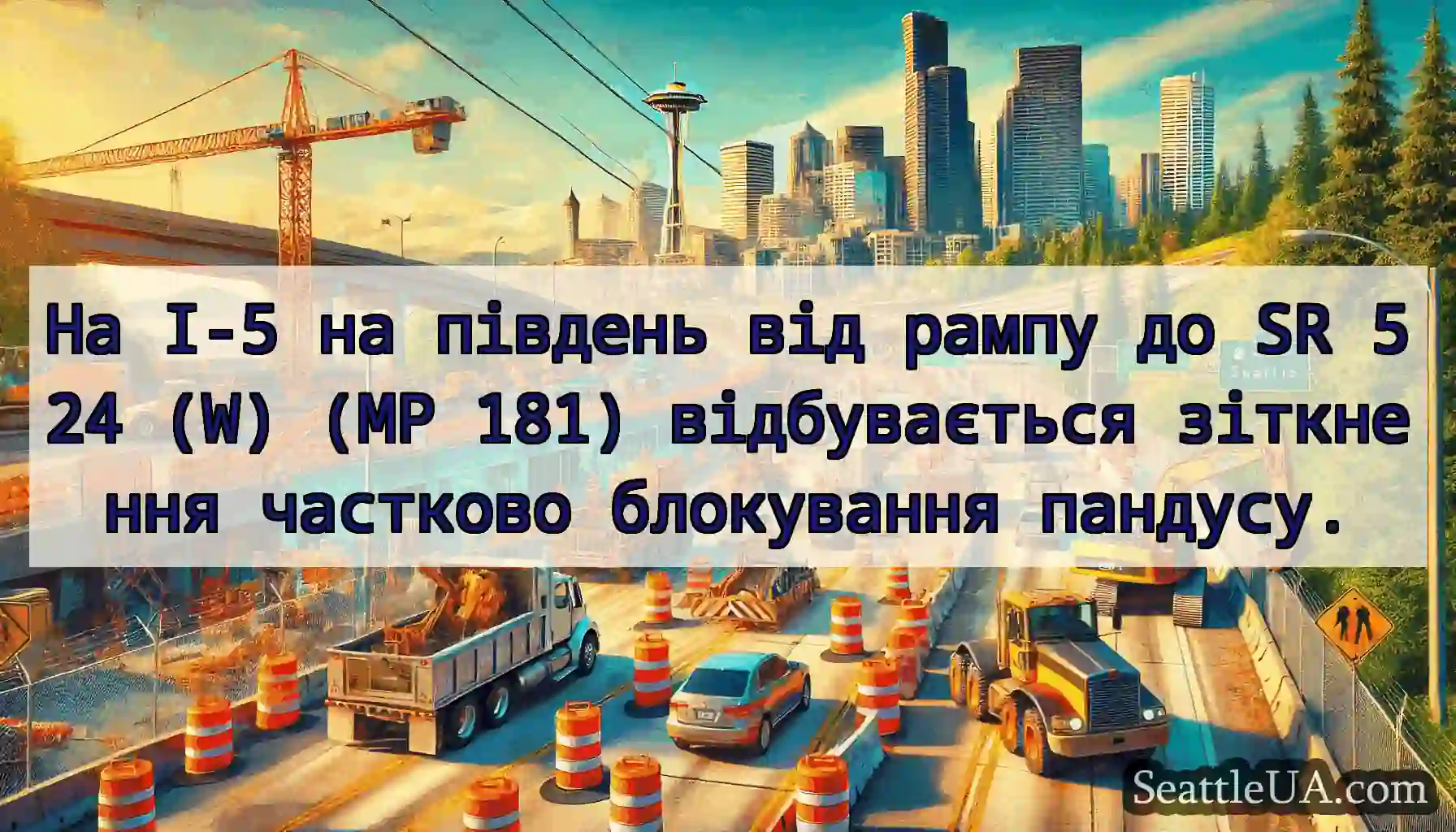 На I-5 на південь від рампу до SR 524 (W) (MP