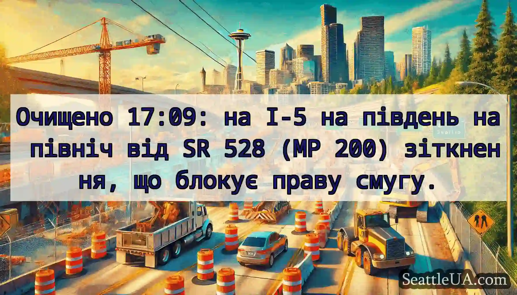 Очищено 17:09: на I-5 на південь на північ від SR