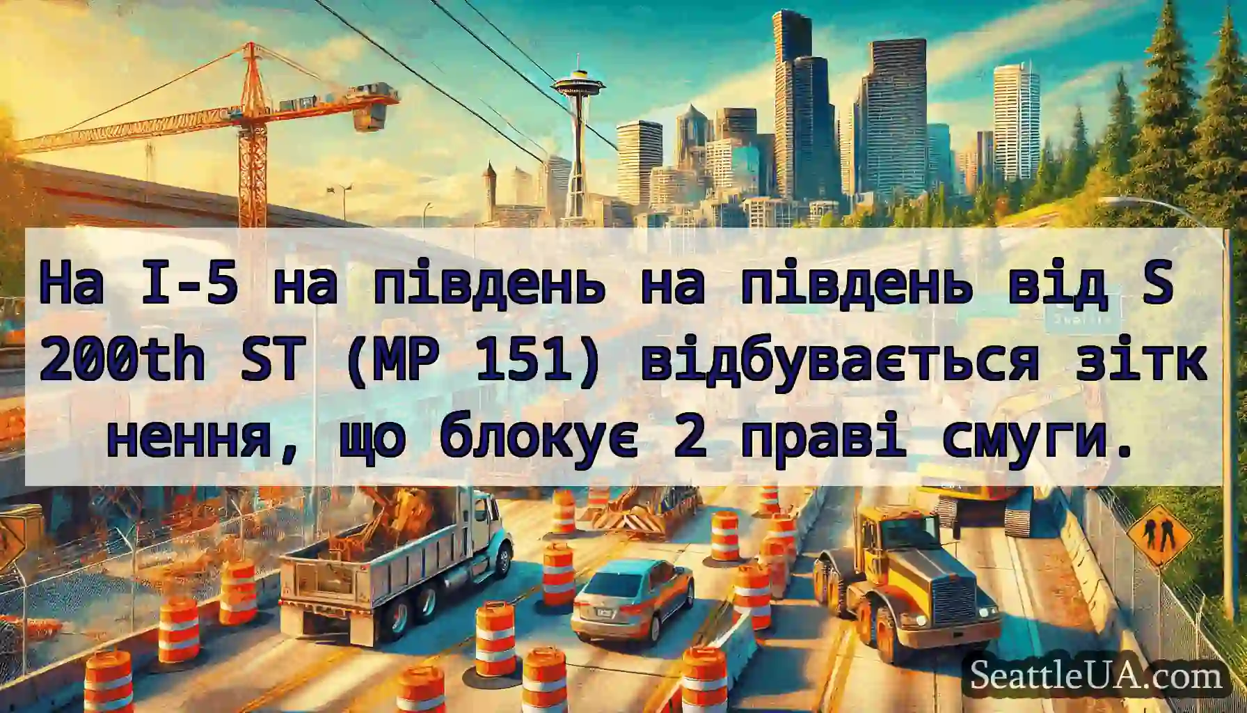 На I-5 на південь на південь від S 200th ST (MP