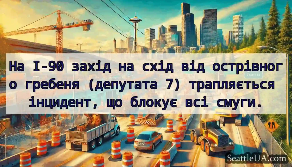 На I-90 захід на схід від острівного гребеня