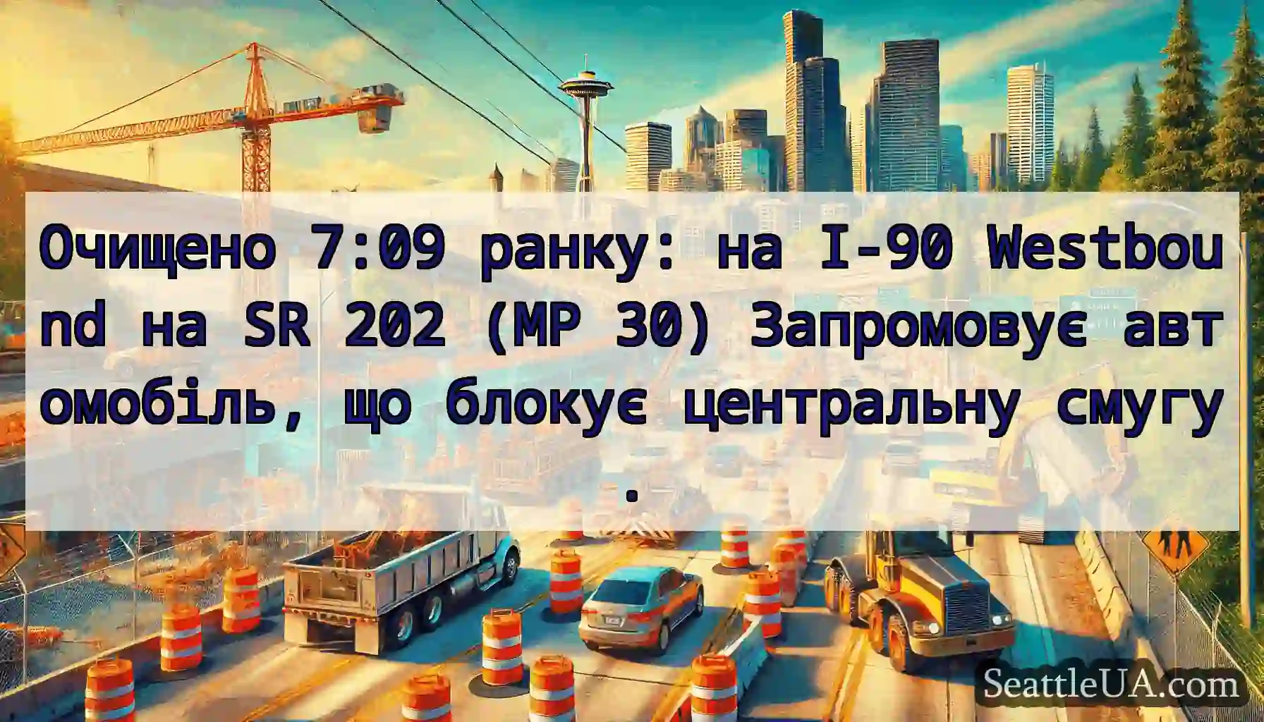 Очищено 7:09 ранку: на I-90 Westbound на SR 202