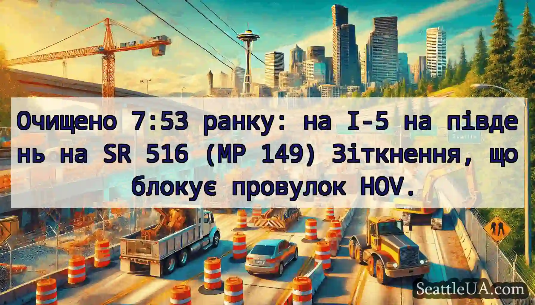 Очищено 7:53 ранку: на I-5 на південь на SR 516